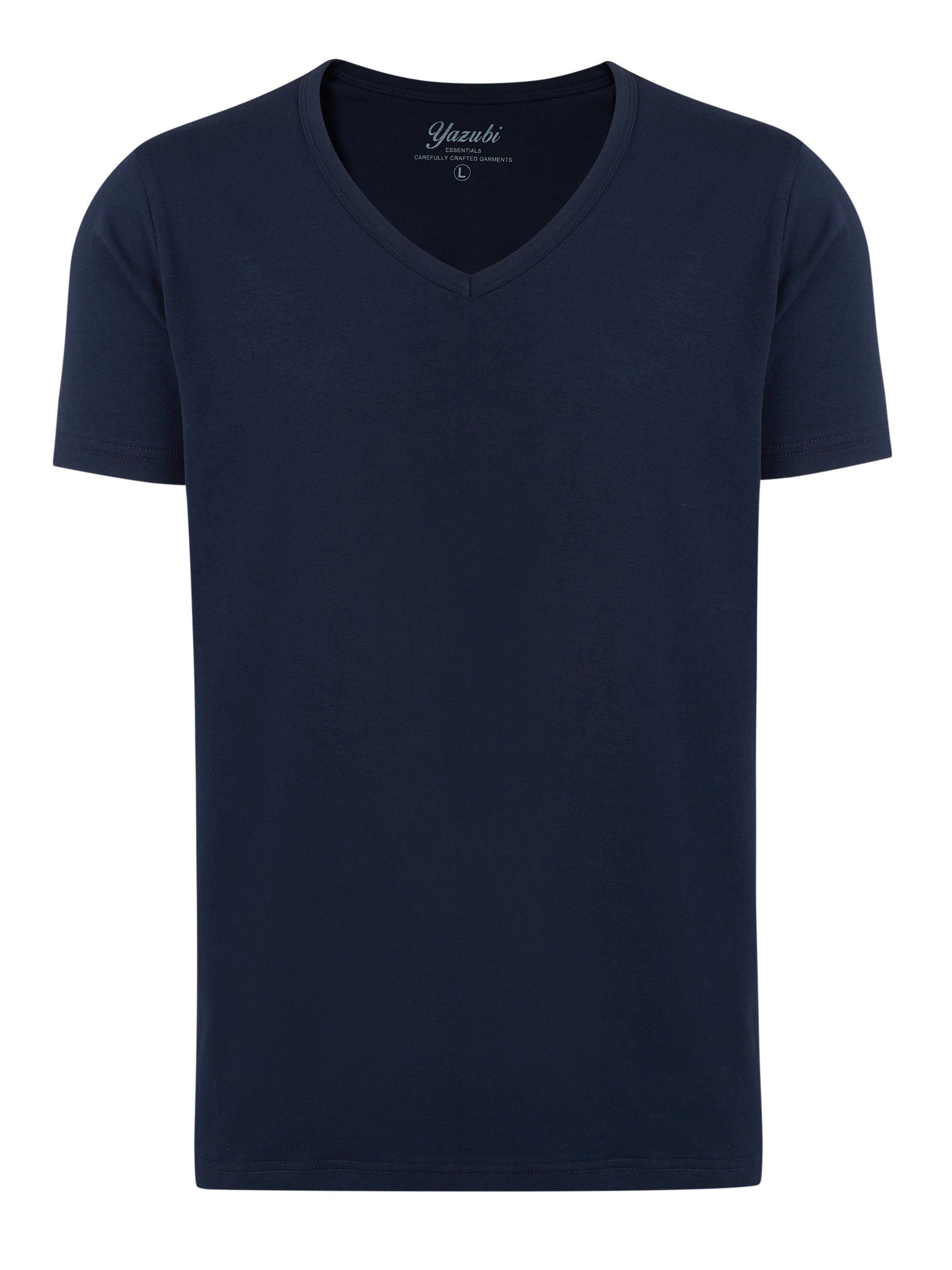 Yazubi T-Shirt modisches Shirt Mythic bequemes mit (Dark 194020) Sapphire 5er-Pack) (Spar-Set, T-shirt Blau V-Ausschnitt