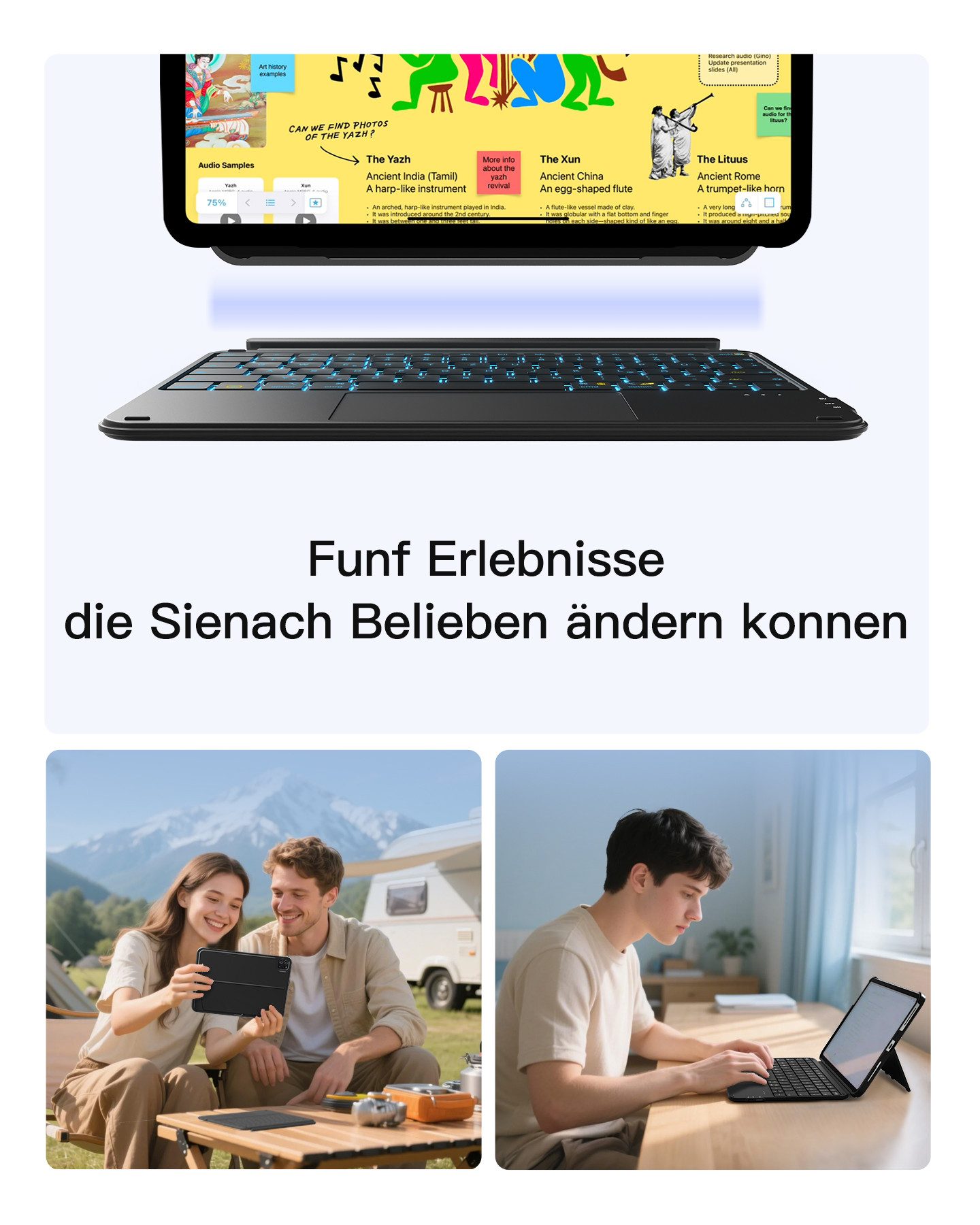 Inateck für iPad 11 Gen A16, 11 Zoll iPad Air M4 M3, iPad 10, iPad Pro 4/3/2/1 iPad-Tastatur (Ultraleichte, Abnehmbare Tastatur mit Touchpad, Tragbar) – Bild 3 von 5