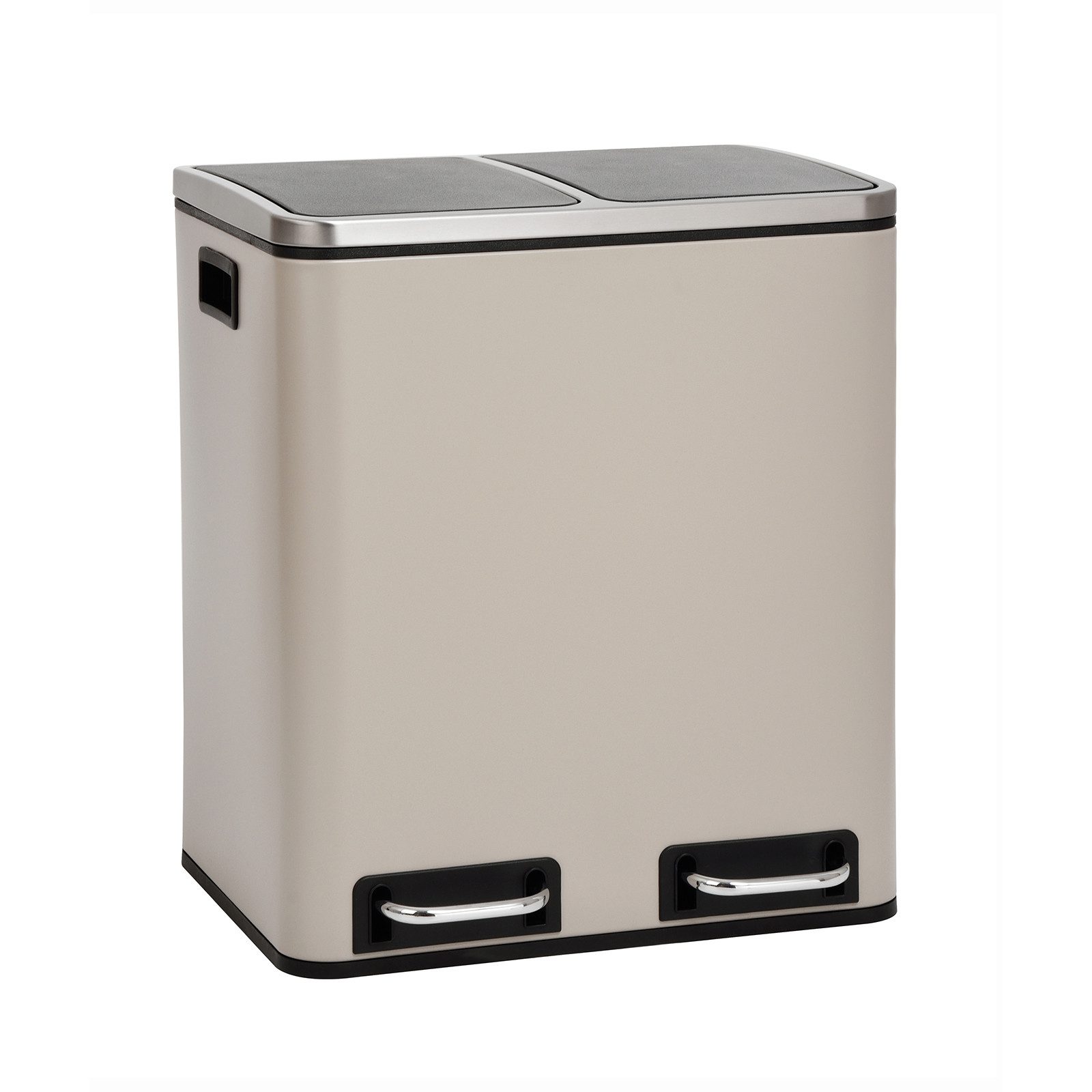 SVITA Mülltrennsystem, Tretmülleimer 2x 15L Stahl, Taupe