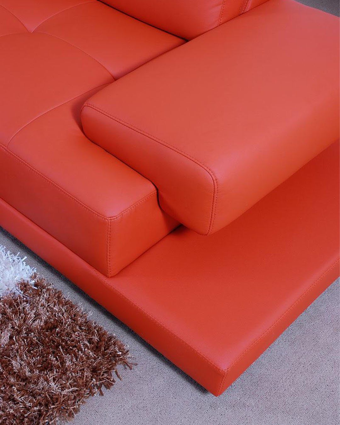 JVmoebel Wohnlandschaft Polster Orange Ecksofa Ecksofa Eck Garnitur, Leder Made in Sitz Europe Sofa Couch