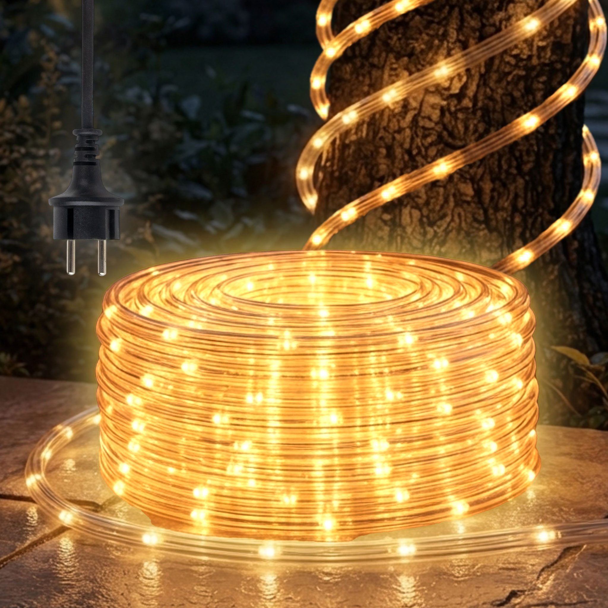 Spetebo LED-Lichterschlauch LED Lichtschlauch WARMWEISS - 12m / Ø 12mm, 288-flammig, Lichtschlauch in 12m Länge mit 288 LED in warm weiß