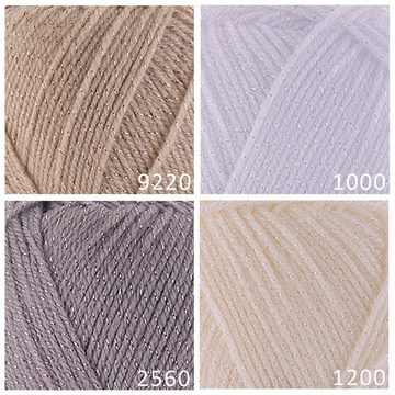 maDDma Strickgarn 5 x 100g Papatya Love Glitter Effektgarn, 360 m, 8750 senfgelb