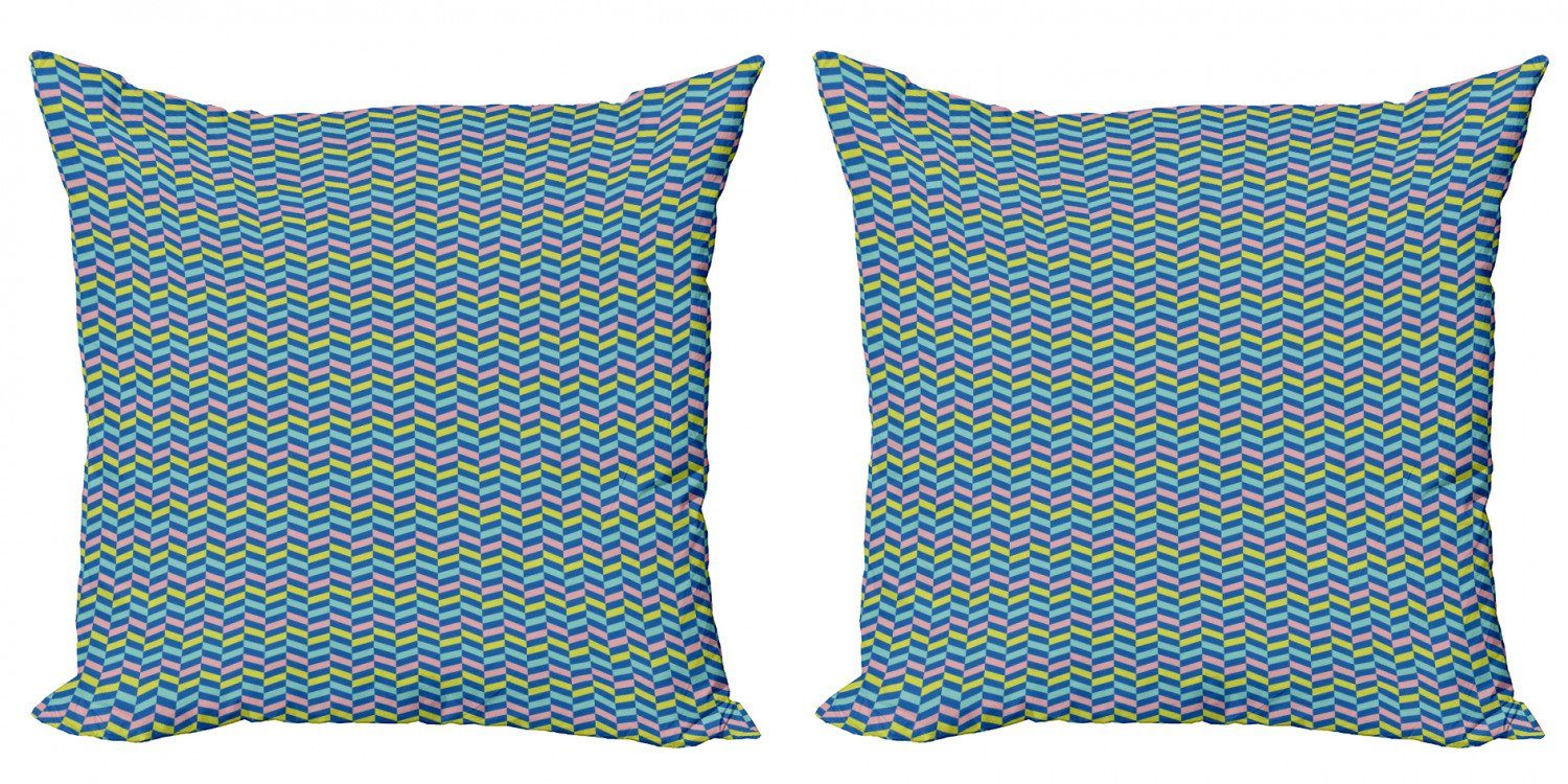 Kissenbezüge Modern Accent Doppelseitiger Digitaldruck, Abakuhaus (2 Stück), Fischgräte Bunte Fliesen-Muster