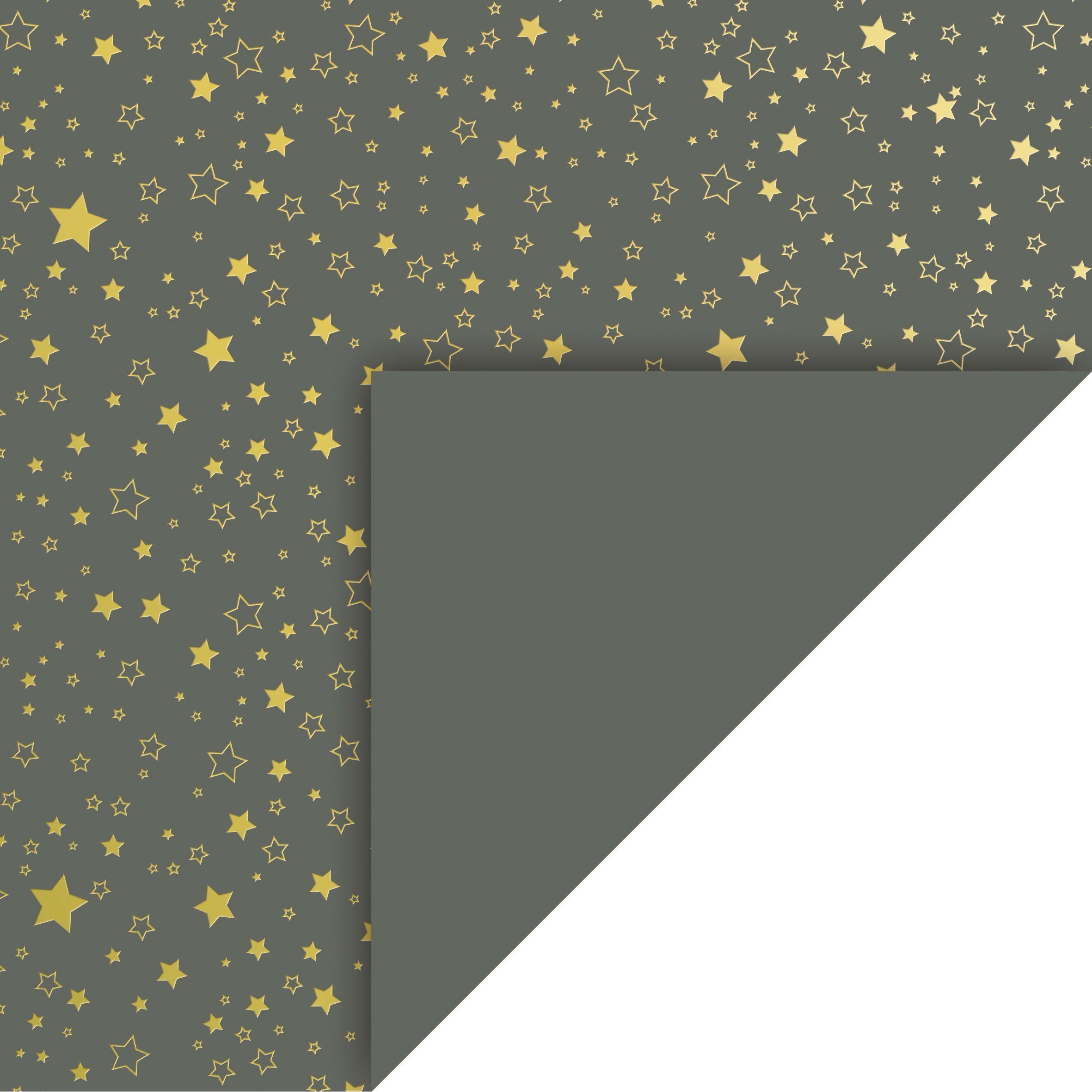 Heyda Motivpapier Golden Stars, 50 cm x Anthrazit 70 cm