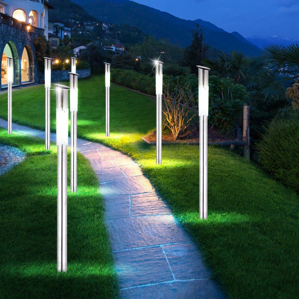 Garten Außen LED Steck fest Gartenleuchte, 7er Weg etc-shop Strahler Solar Set LED-Leuchtmittel LED Leuchten verbaut,
