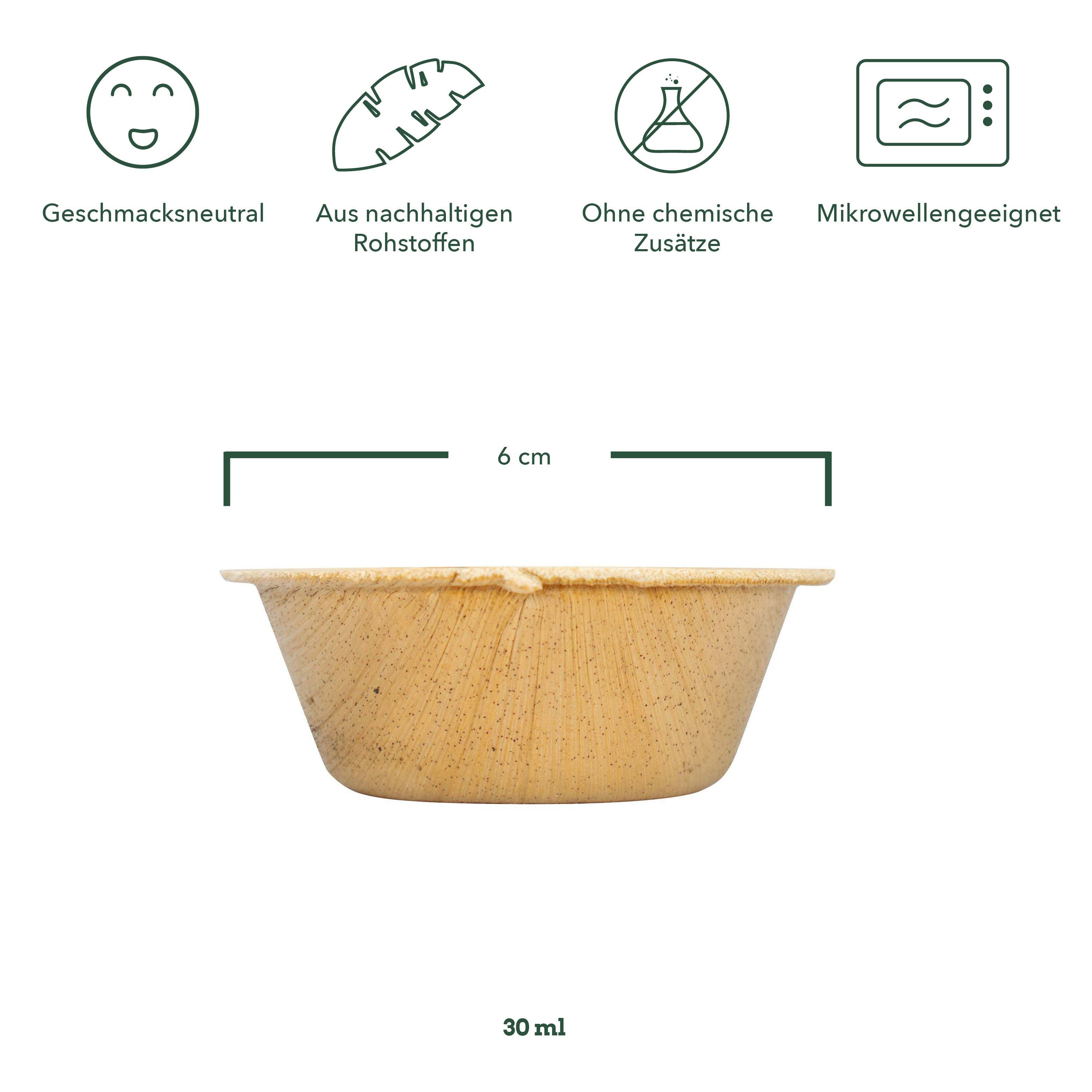 wisefood Einwegschale Palmblatt Dipschale rund Ø 6cm (20ml), Palmblatt, (25-tlg)