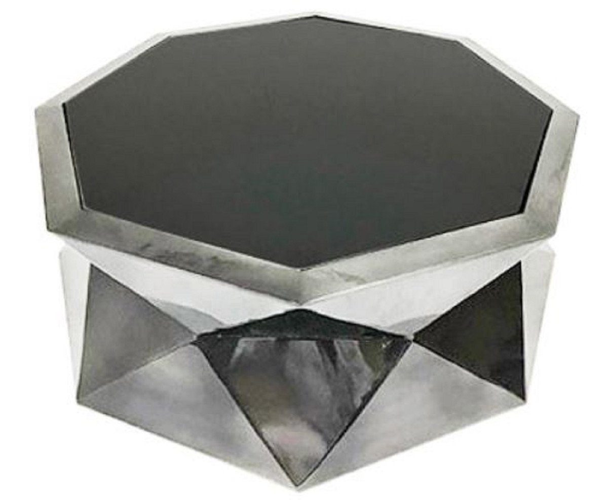 Casa Padrino Wohnzimmertisch Luxus Wohnzimmertisch Silber / Schwarz 101 x 101 x H. 35 cm - Designer Couchtisch mit Glasplatte