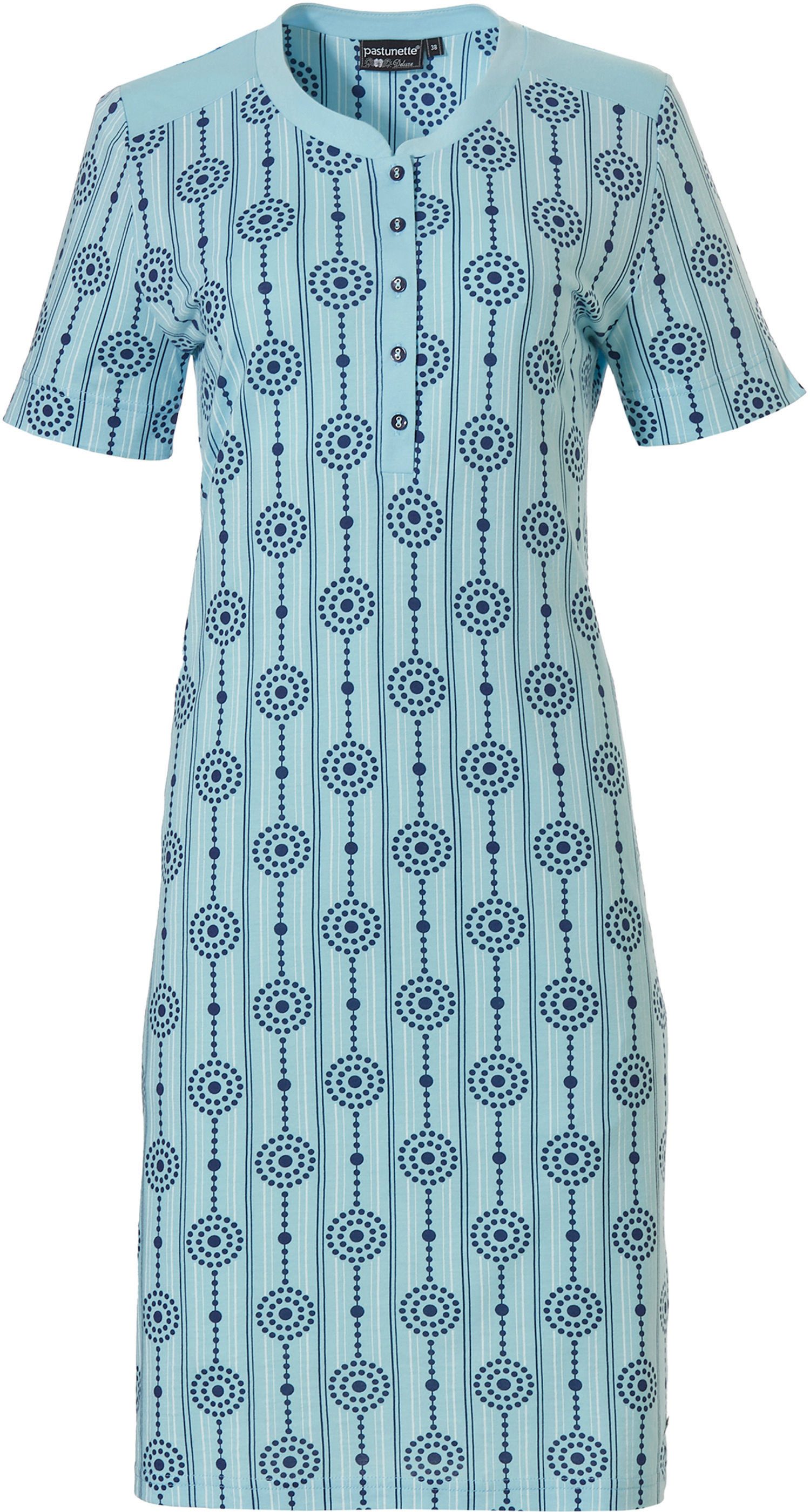 Pastunette Nachthemd Damen Schlafshirt mit Knopfleiste Kurzarm (1-tlg) Klassisches Design