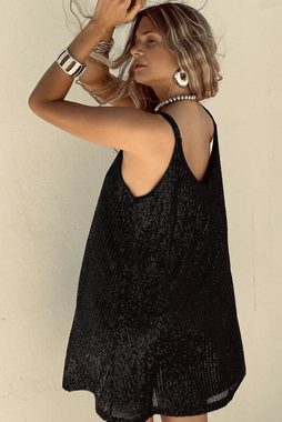 B.X Trägerkleid Damen-Strapskleid mit Pailletten, sexy V-Ausschnitt, lockerer Rock Sommerliches Pailletten-Sommerkleid, ärmelloses, rückenfreies Kleid