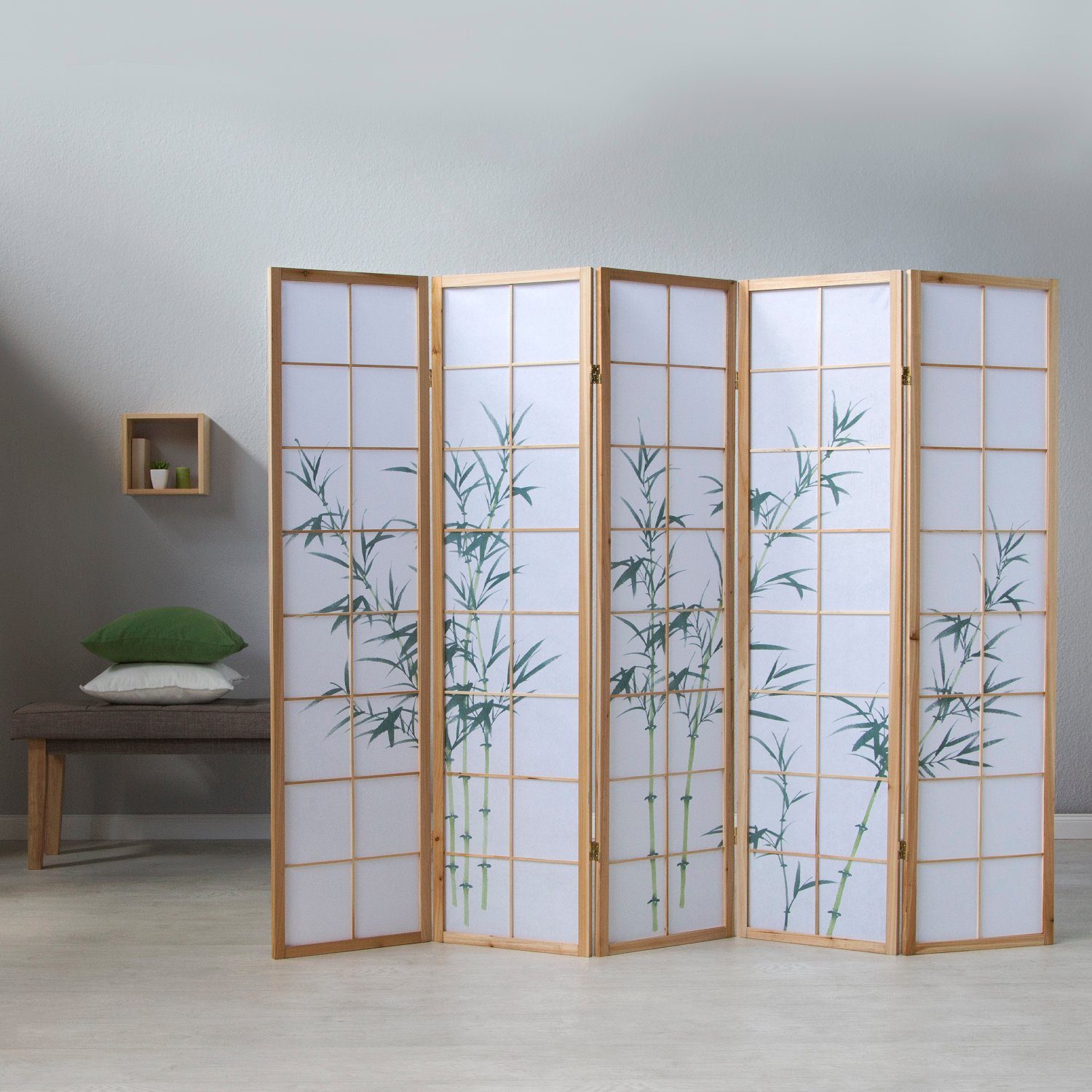 Homestyle4u Paravent Holz Raumteiler Bambus Shoji günstig online kaufen