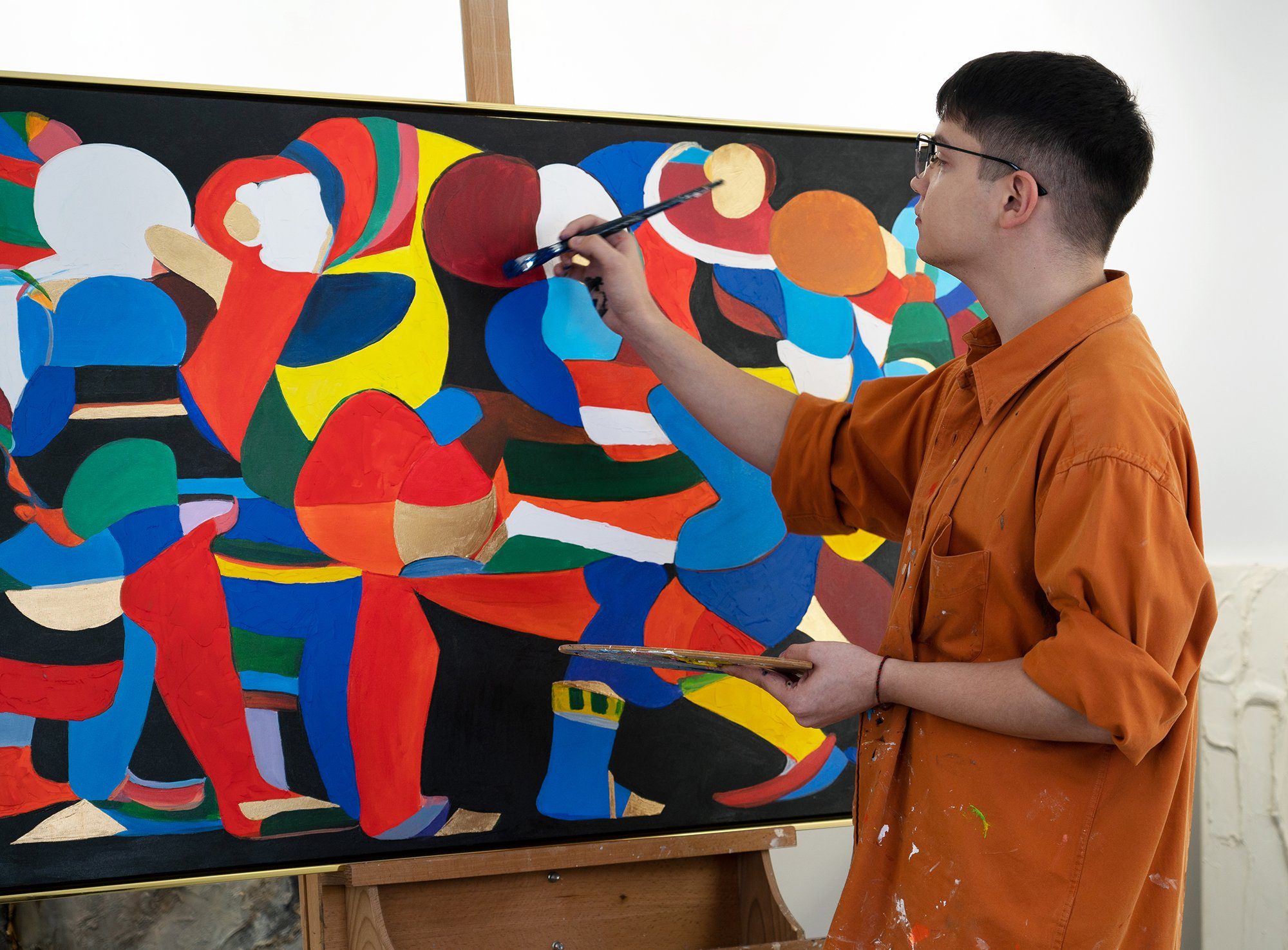 Farben Rot Gemälde in der YS-Art und Mit Abstraktion Formen, Tänze Rahmen