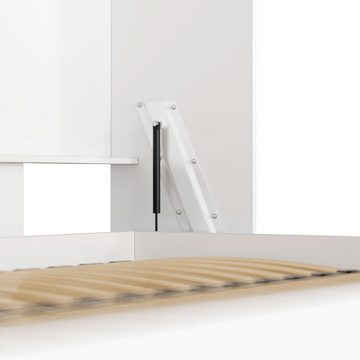 Laros-Living Schrankbett Horizontal Weiß 100/140/160 patentierte Gasdruckfeder Wandklappbett