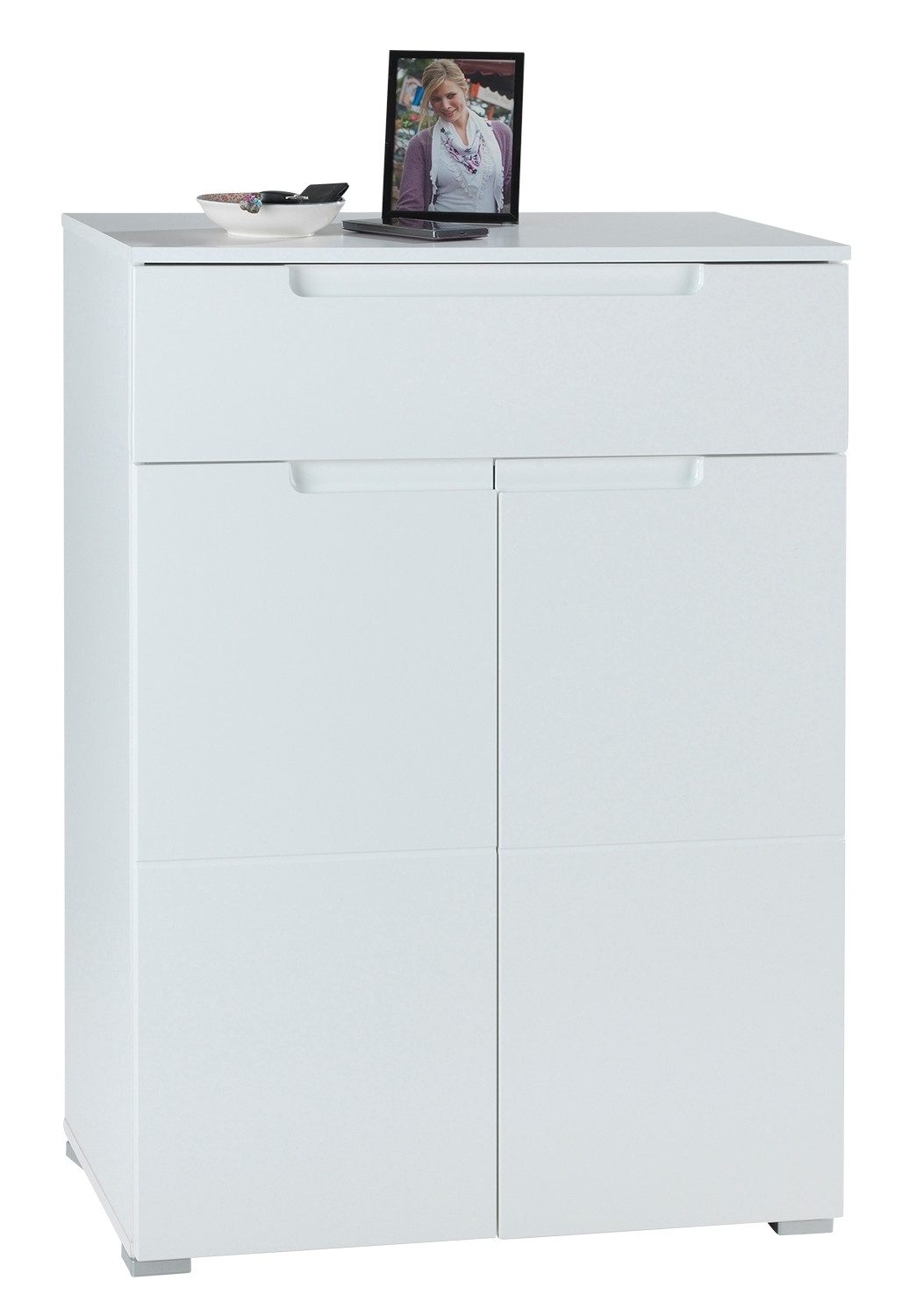 Bega Consult Schuhschrank SPICE, Weiß Hochglanz, Weiß matt, mit 2 Türen, 1 Schublade, B 70 x H 101 x T 40 cm