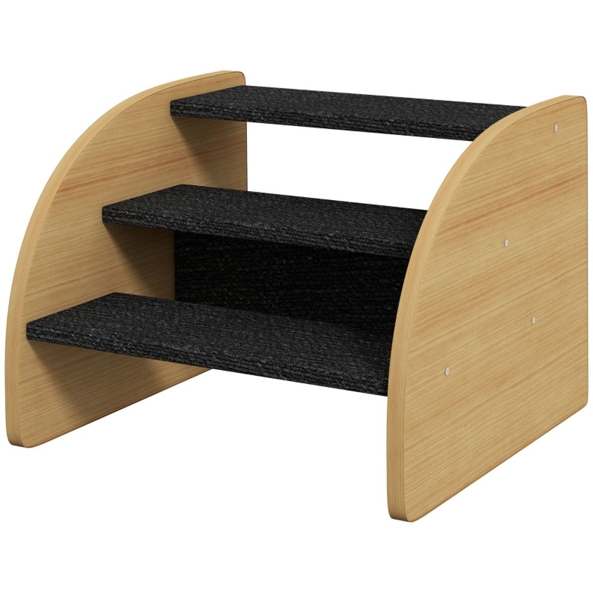 Rolipo Haustiertreppe Haustiertreppe 3 Stufen Hundetreppe für kleine Hunde Eiche Schwarz, 38,5x38,5x30 cm Katzentreppe mit rutschfesten Fußpolstern bis 10 kg