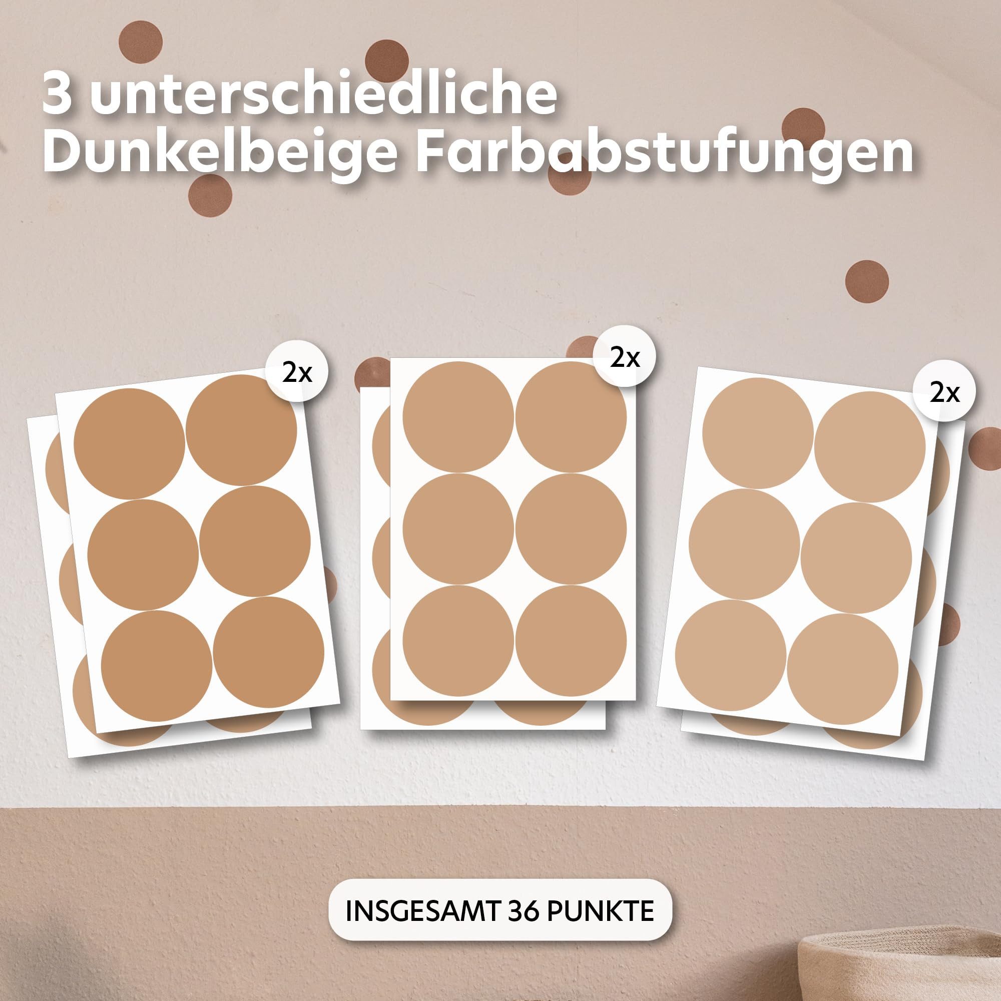 lilimaus Wandsticker Herzen, Sterne & Punkte selbstklebend - Deko fürs Kinderzimmer (36 St), Herzen, Sterne oder Punkte - 36er- & 132er-Set, ablösbar