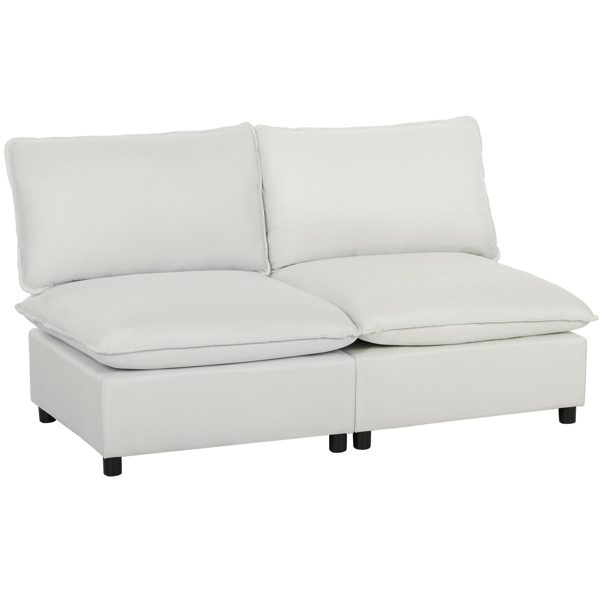 HOMCOM Loveseat 2-Sitzer-Sofa (Modulare Couch, 1-St., Modernes Polstersofa), für kleine Räume, einfache Montage, Grau