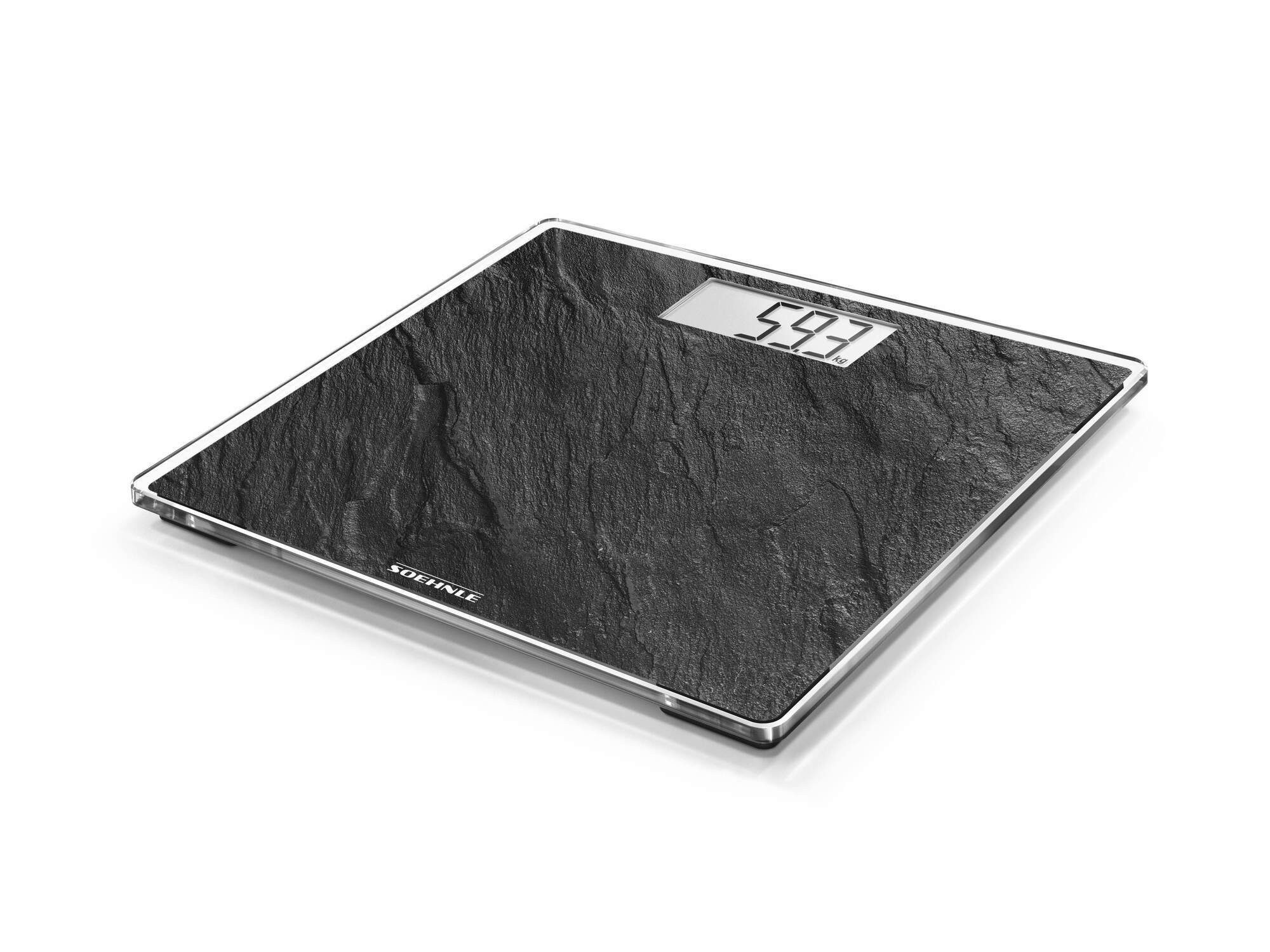 Soehnle Personenwaage Style Sense Compact 300 Slate, 1-tlg., LCD-Anzeige, flaches Design, bis 180kg, kg/lb/st, inkl. Batterien