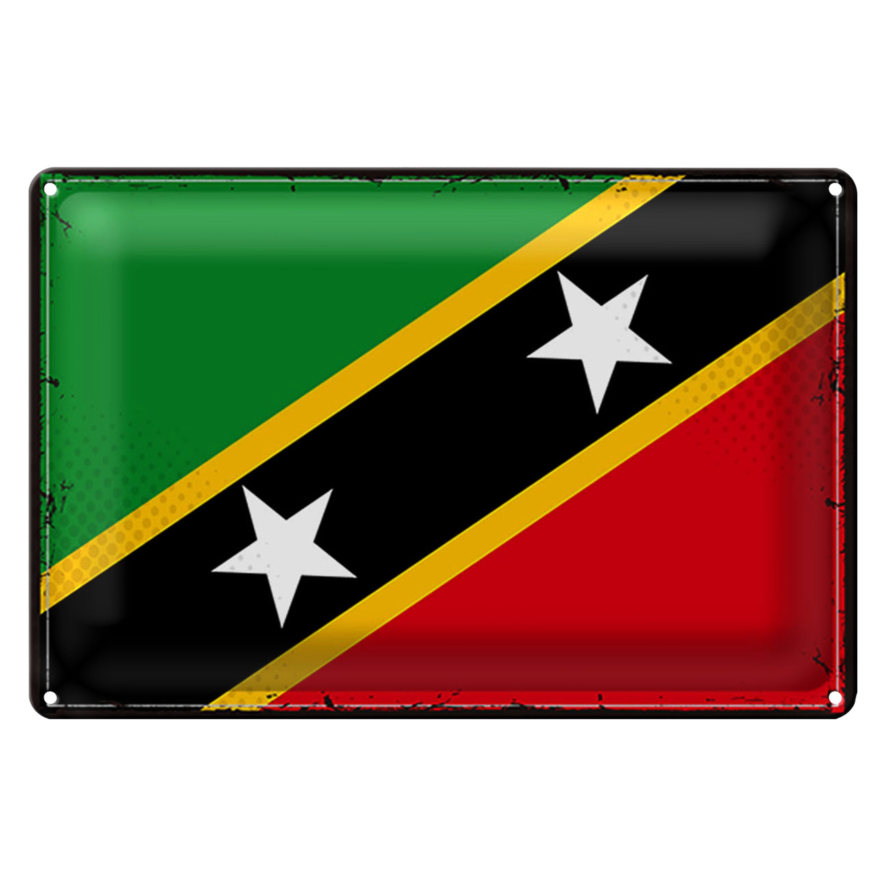 Roomando Metallschild Blechschild Flagge St. Kitts und Nevis 30x20cm Retro Flag