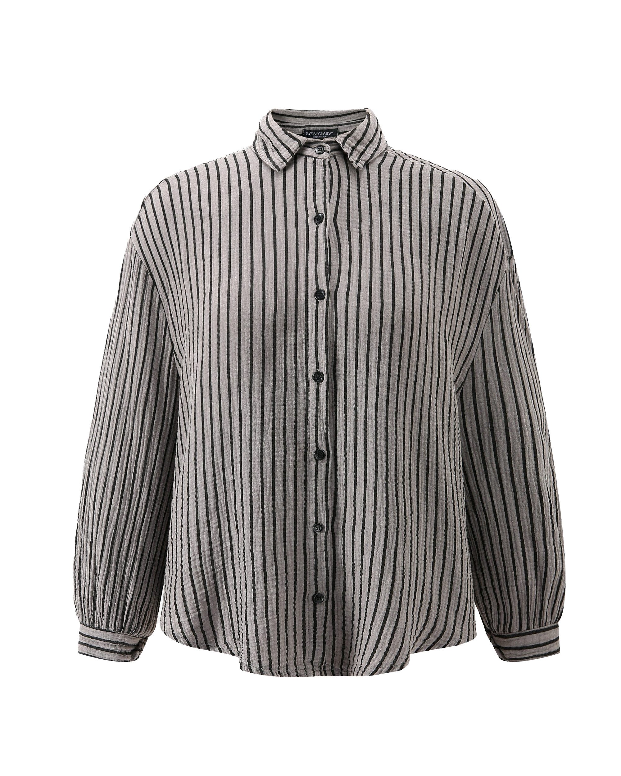 SASSYCLASSY Longbluse Oversize Musselin Bluse Damen Langarm Elegant Hemdblu günstig online kaufen