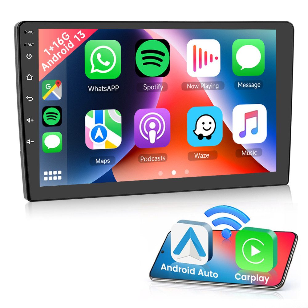 Autoradio Android 2 Din Navi mit Carplay Wireless Android Auto 9 Zoll Autoradio