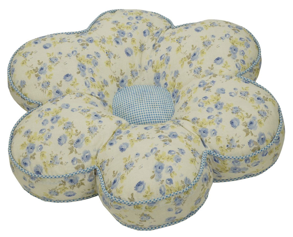 Denk Sitzkissen Stuhlauflage Blume in grün oder blau ca. Ø 42 cm – Sitzpolster, Weiche Polsterung, ergonomisch, 10 cm hoch, Ø 42 cm, grün Stoff