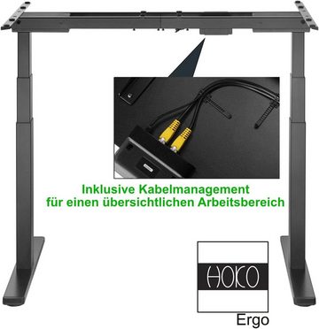 HOKO Schreibtisch Elektrisch verstellbares Gestell mit 2 Motoren + 3 Stage Frame (mit Kollisionschutz! Memory Speicher digital Steuerung + Erinnerungsfunktion)