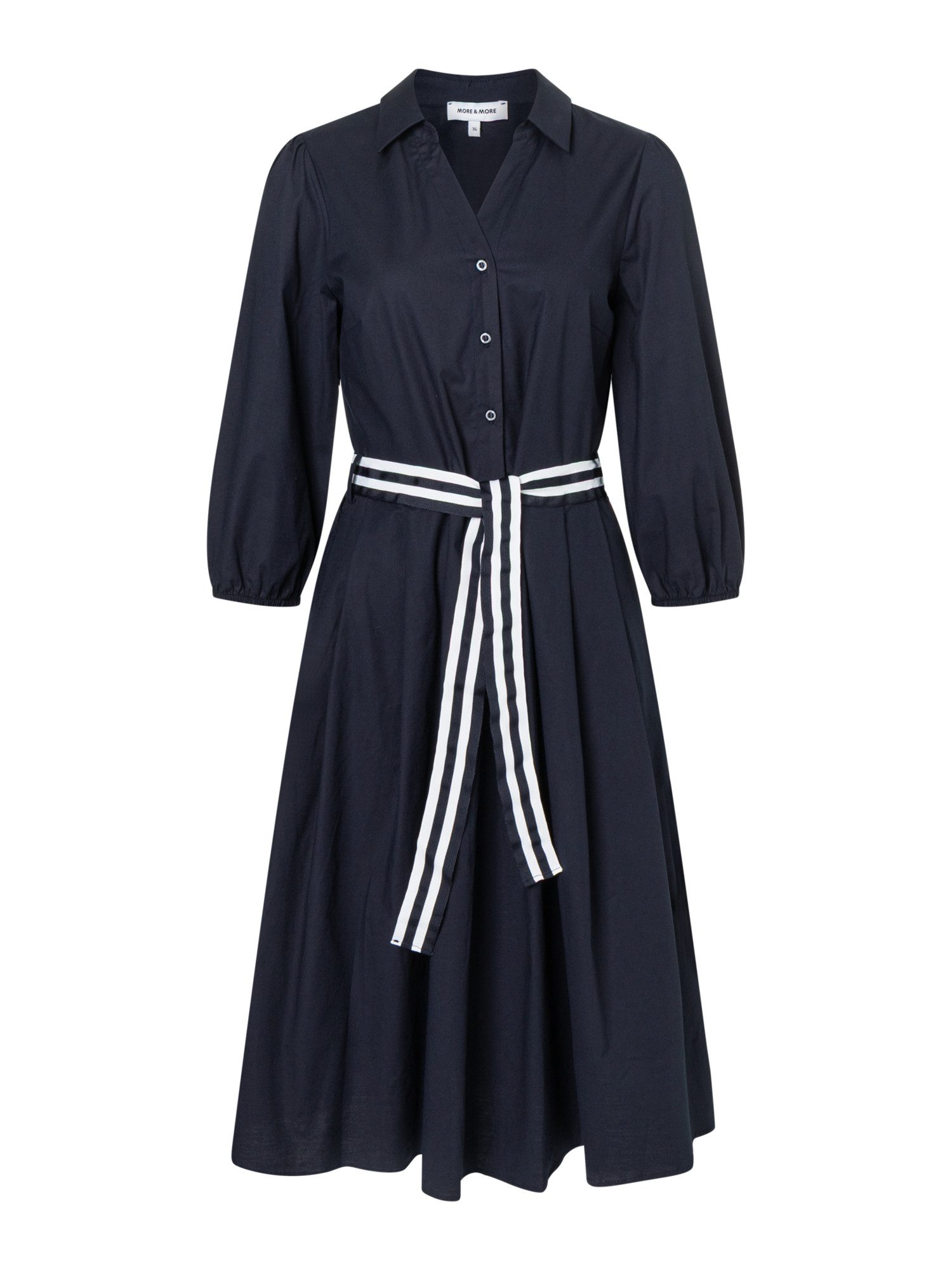 MORE&MORE Blusenkleid Hemdblusenkleid mit Streifengürtel günstig online kaufen