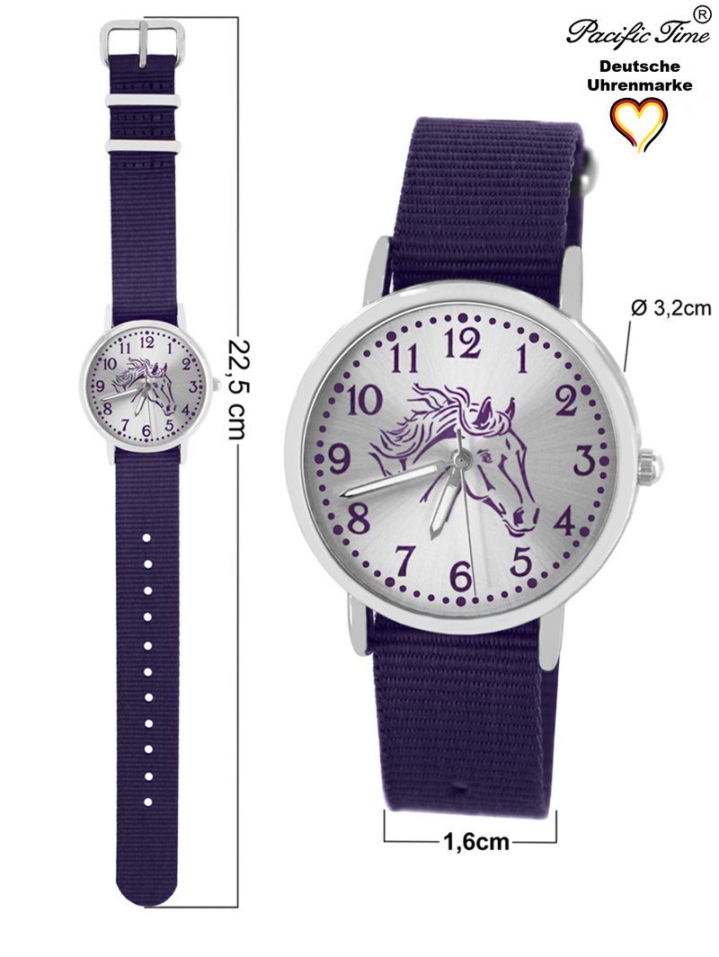 Kinder 925er Time Quarzuhr Pferd Schmuckset), und Pacific Mix (mit violett Set Match Design Wechselarmband Schmuckset, - Versand Armbanduhr Gratis und