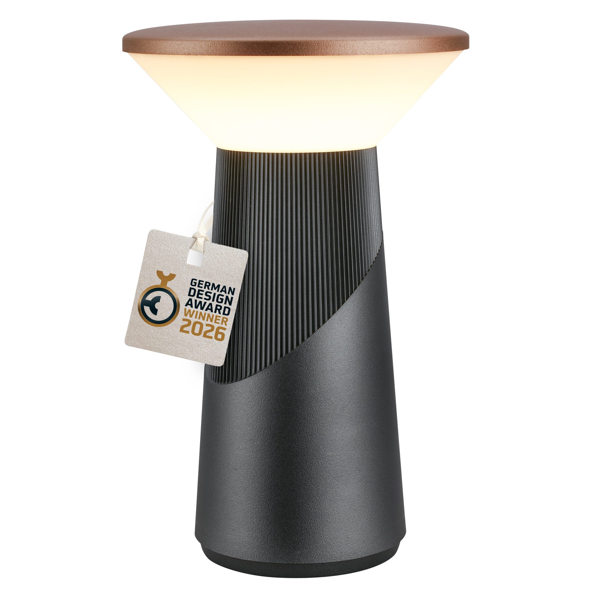 Briloner Leuchten LED Tischleuchte Tischlampe kabellos Akku USB-C Touch dimmbar Design Award, LED wechselbar, 2700K, 15x24 cm, Akku tauschbar, Indoor/Outdoor, Wohnzimmer, Balkon