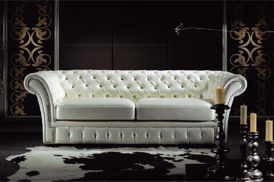 JVmoebel Sofa, Chesterfield Sofa Luxus Dreisitzer Sofas Wohnzimmer Couchen Weiß Neu
