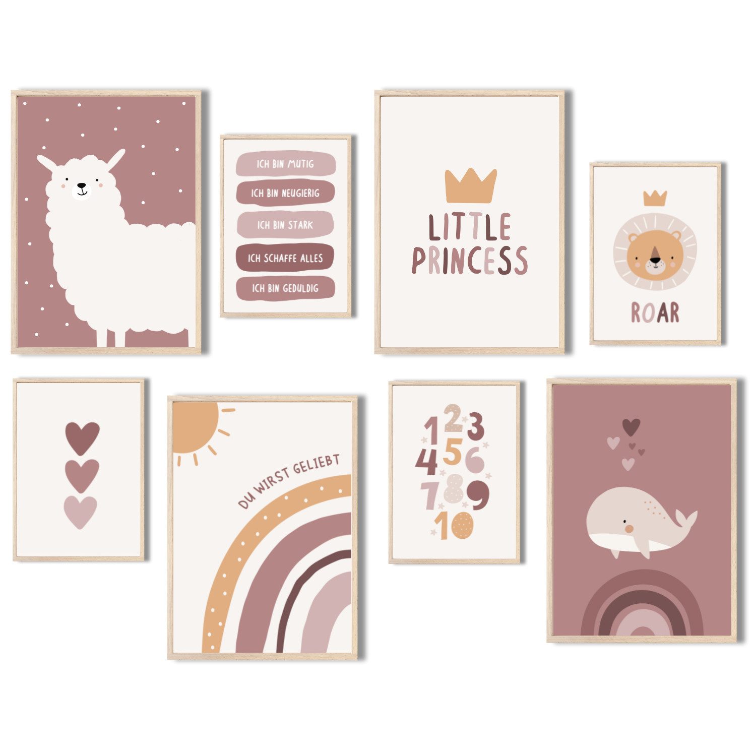 MeinBaby123® Poster Bilder Kinderzimmer, Poster Kinderzimmer Deko, Süße Tiere, Babyzimmer, Tiere Wandbilder,  Boho,  Sprüche