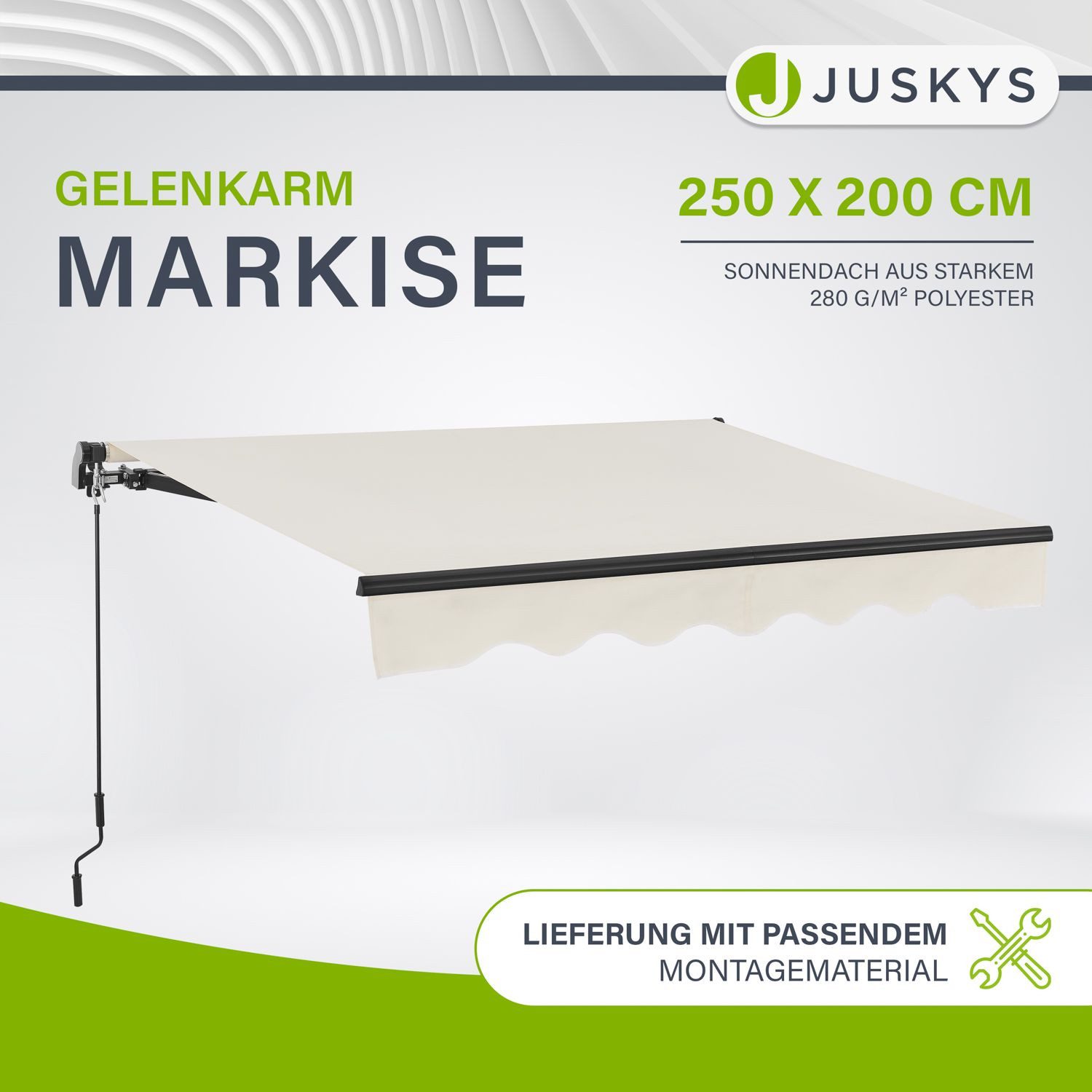 Juskys Gelenkarmmarkise UV40+ & wasserabweisend, einstellbarer günstig online kaufen