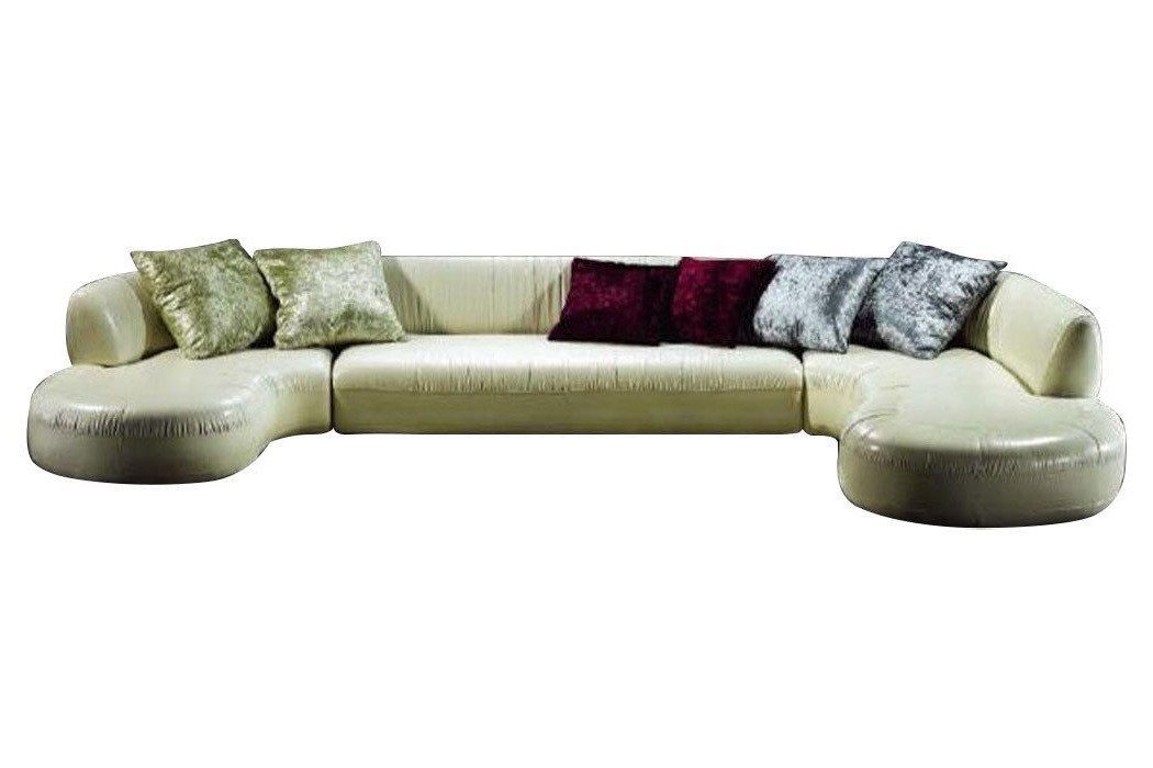 Xlmoebel Wohnlandschaft Exklusives Ledersofa in heller U-Form mit individueller Gestaltung, Hergestellt in Europa