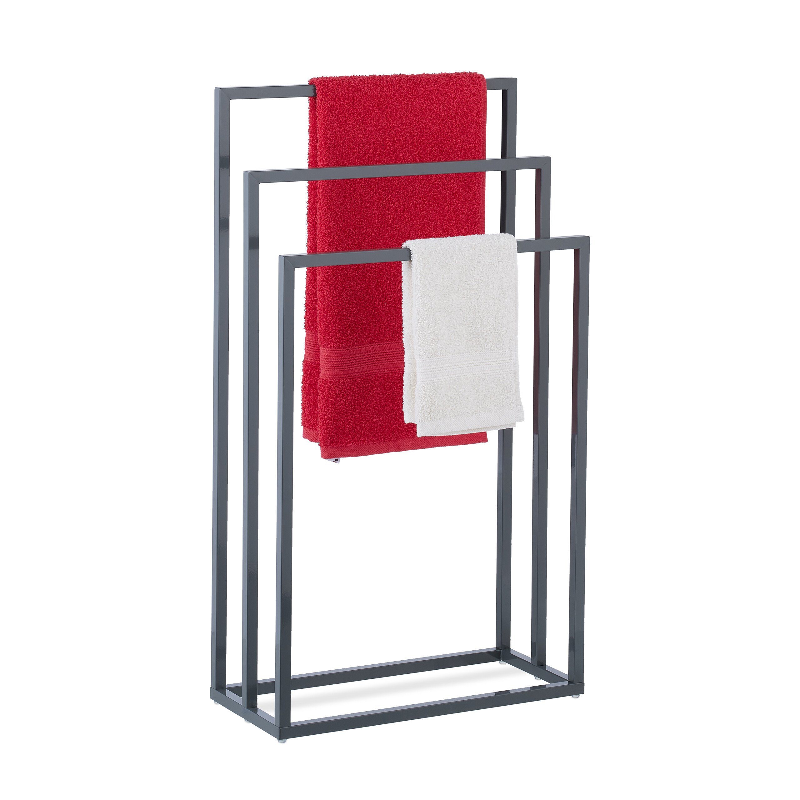 relaxdays Handtuchständer 3 Stangen anthrazit günstig online kaufen