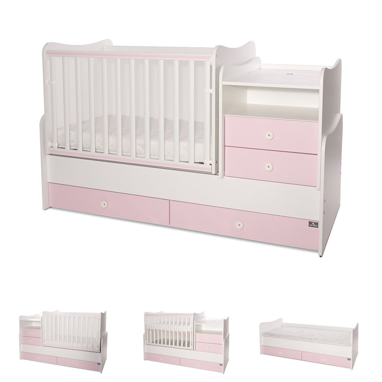 Lorelli Komplettbett Baby- und Kinderbett Combo, umbaubar 2 Kinder gleichzeitig Schaukelfunktion