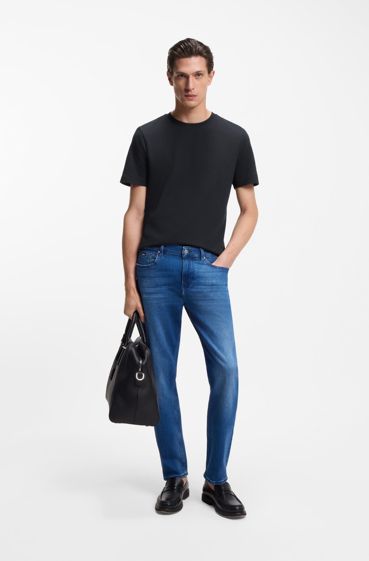 BOSS T-Shirt Tiburt mit Jacquard-Struktur, regular fit – Bild 3 von 5