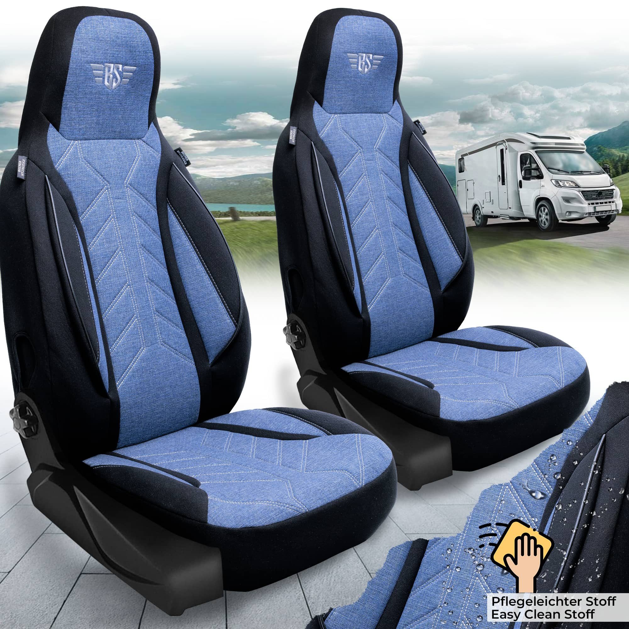 BREMER SITZBEZÜGE Autositzbezug für für Challenger Teilintegriert S (PLKT206), Set, Schonbezüge Sitzbezüge Fahrer und Beifahrer, in Schwarz/Blau