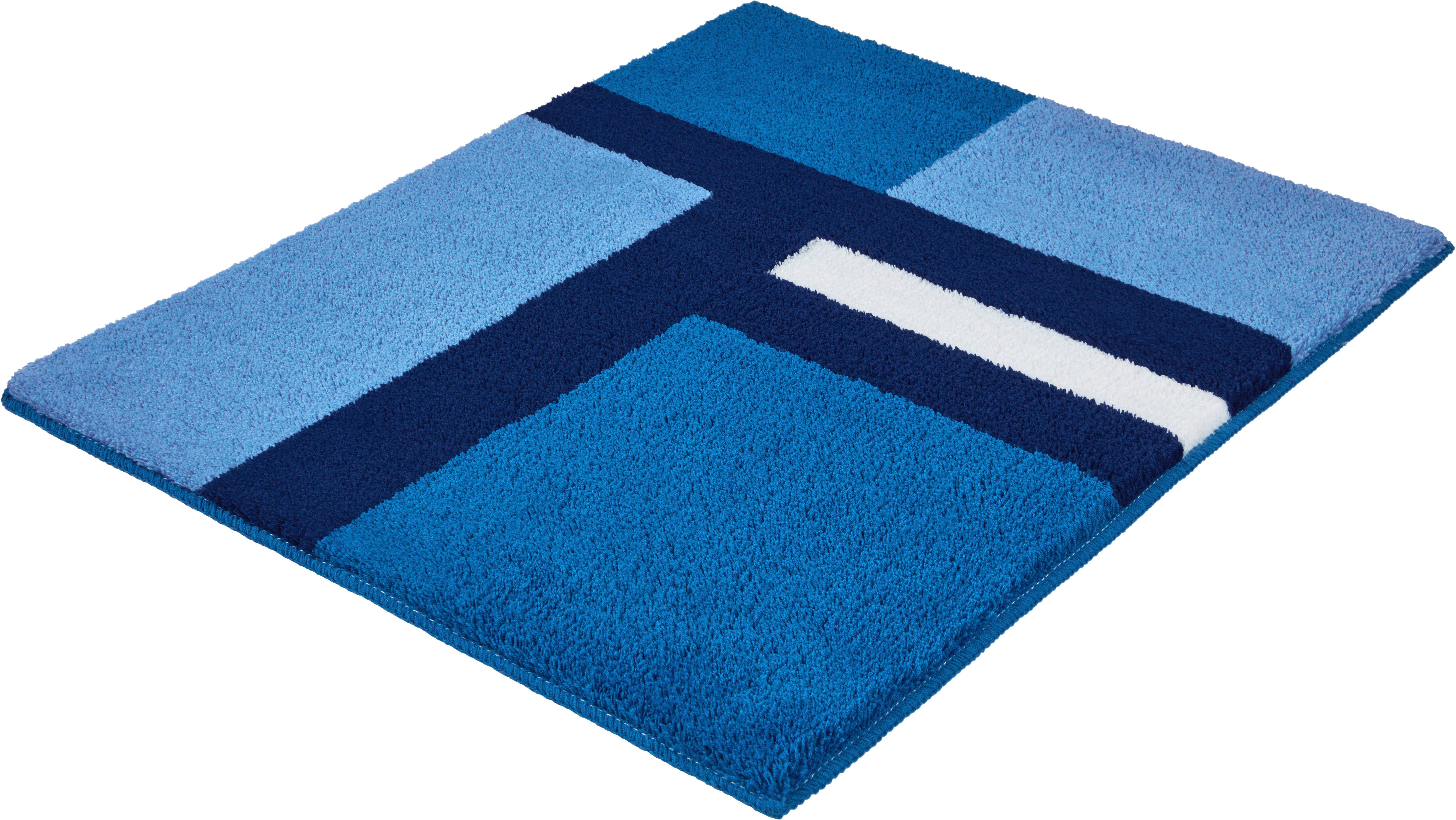 Kleine Wolke Badematte »Ariana«, Badvorleger, Badezimmer Teppich, Höhe 20 mm, rutschhemmend beschichtet, fußbodenheizungsgeeignet, Polyester, rechteckig, Geometrisches Design mit kontrastierendem Mittelstreifen