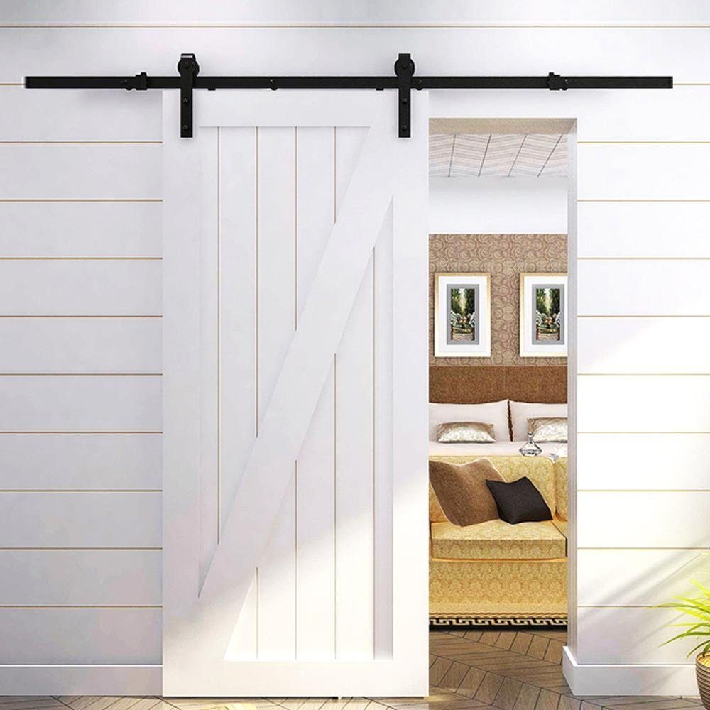 Yaheetech Schiebetür Schiebetürsystem 183/200/244 cm, Schiebetürbeschlag Set Laufschienen für Schiebetür