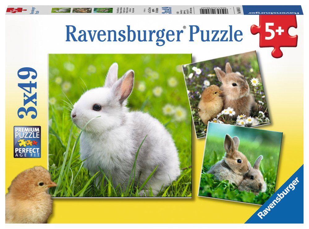 3 Ravensburger Puzzleteile x Puzzle Niedliche Kinder Häschen Puzzle 49 Teile 49 08041, Ravensburger