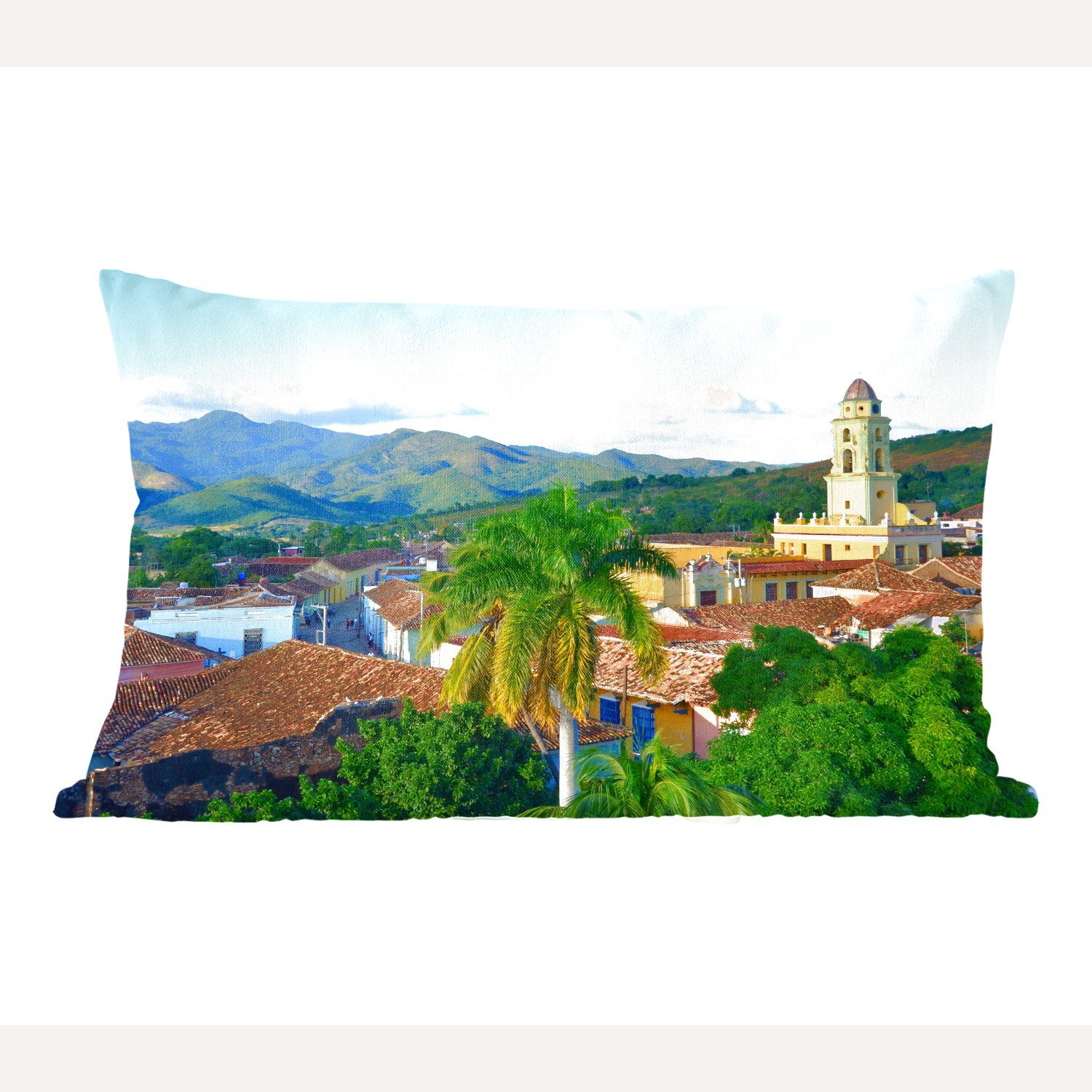 MuchoWow Dekokissen Die Altstadt von Trinidad mit den Bergen im Hintergrund in Kuba, Wohzimmer Dekoration, Zierkissen, Dekokissen mit Füllung, Schlafzimmer