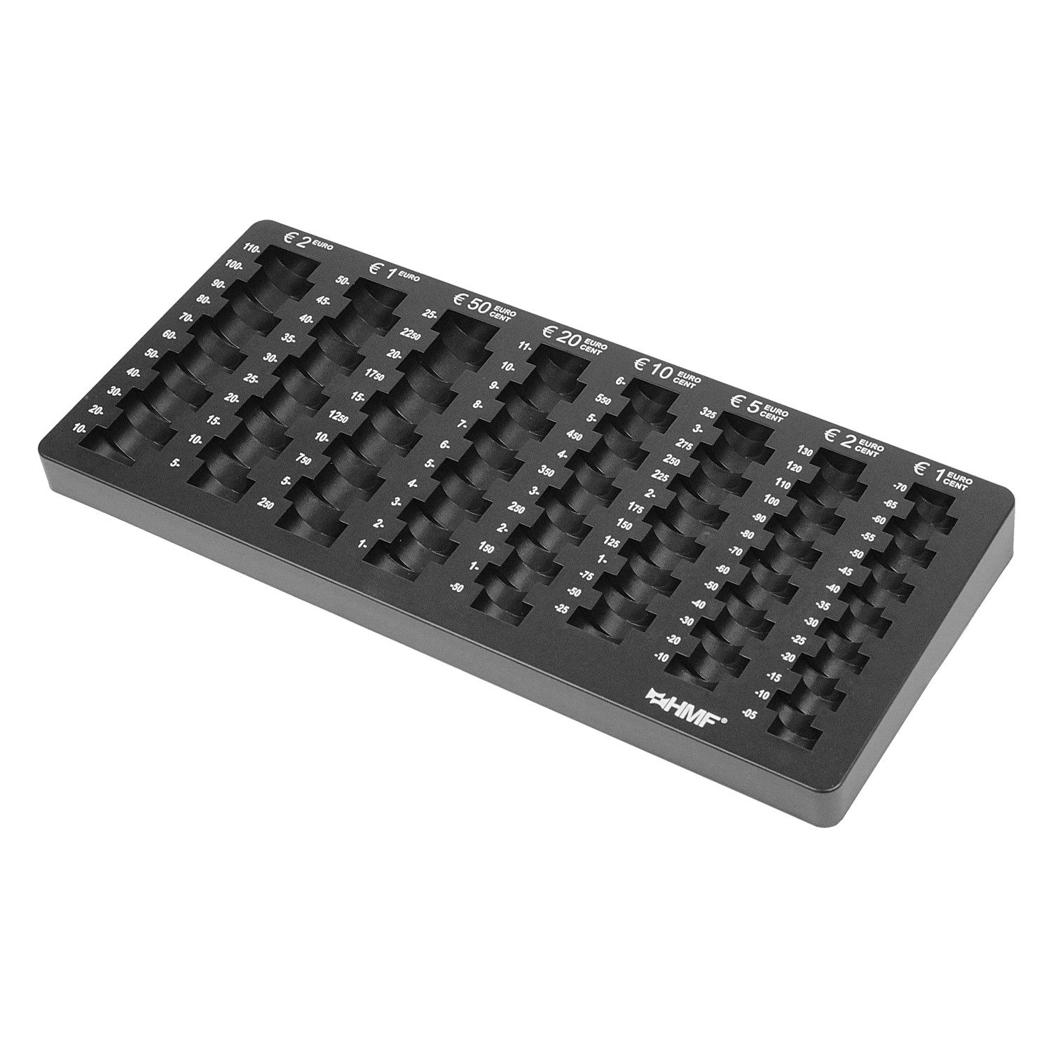 HMF Geldkassette Euro-Münzzählbrett 2701, abgeschrägt, 34 x 15 x 3 cm, schwarz