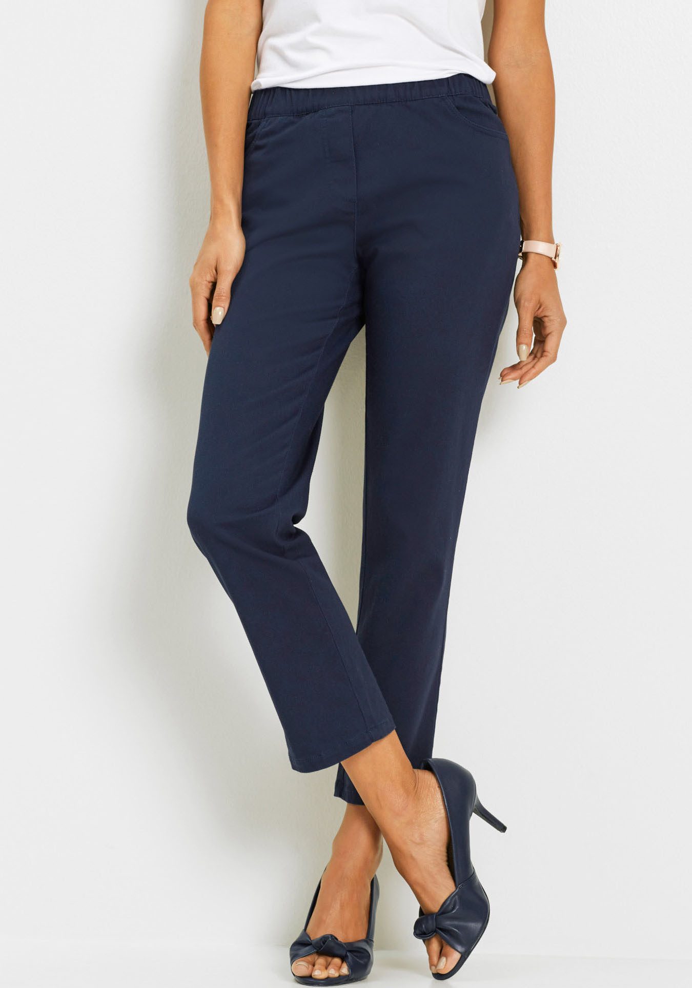 bonprix Schlupfhose mit Stretch-Anteil, Regular Fit, mit elastischem Gummibund
