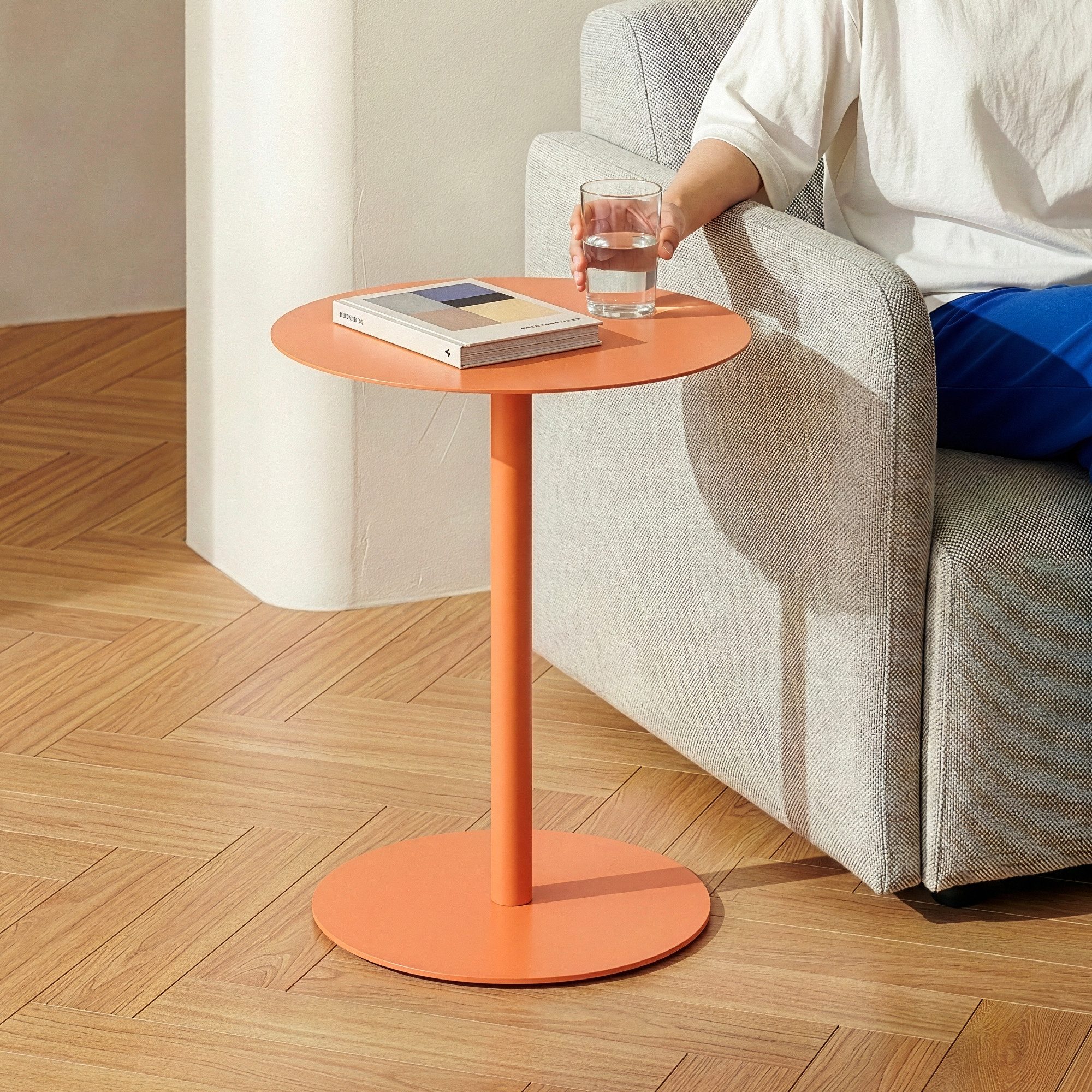 en.casa Beistelltisch, »Nastätten« Balkontisch aus Metall 50 x 40 cm Orange