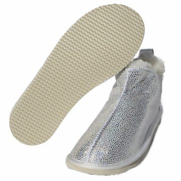 Hollert Hausschuh Damen Hüttenschuhe Cinderella Glitzer Echtleder Merino Schaffell Fellschuhe