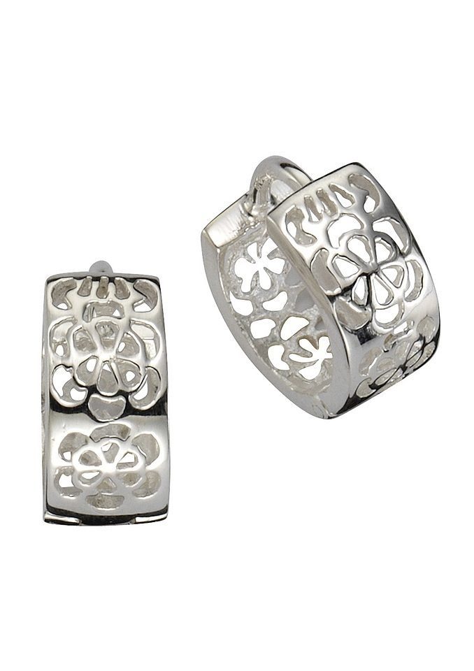 Firetti Paar Creolen Schmuck Geschenk Silber 925 Blume/Blüte