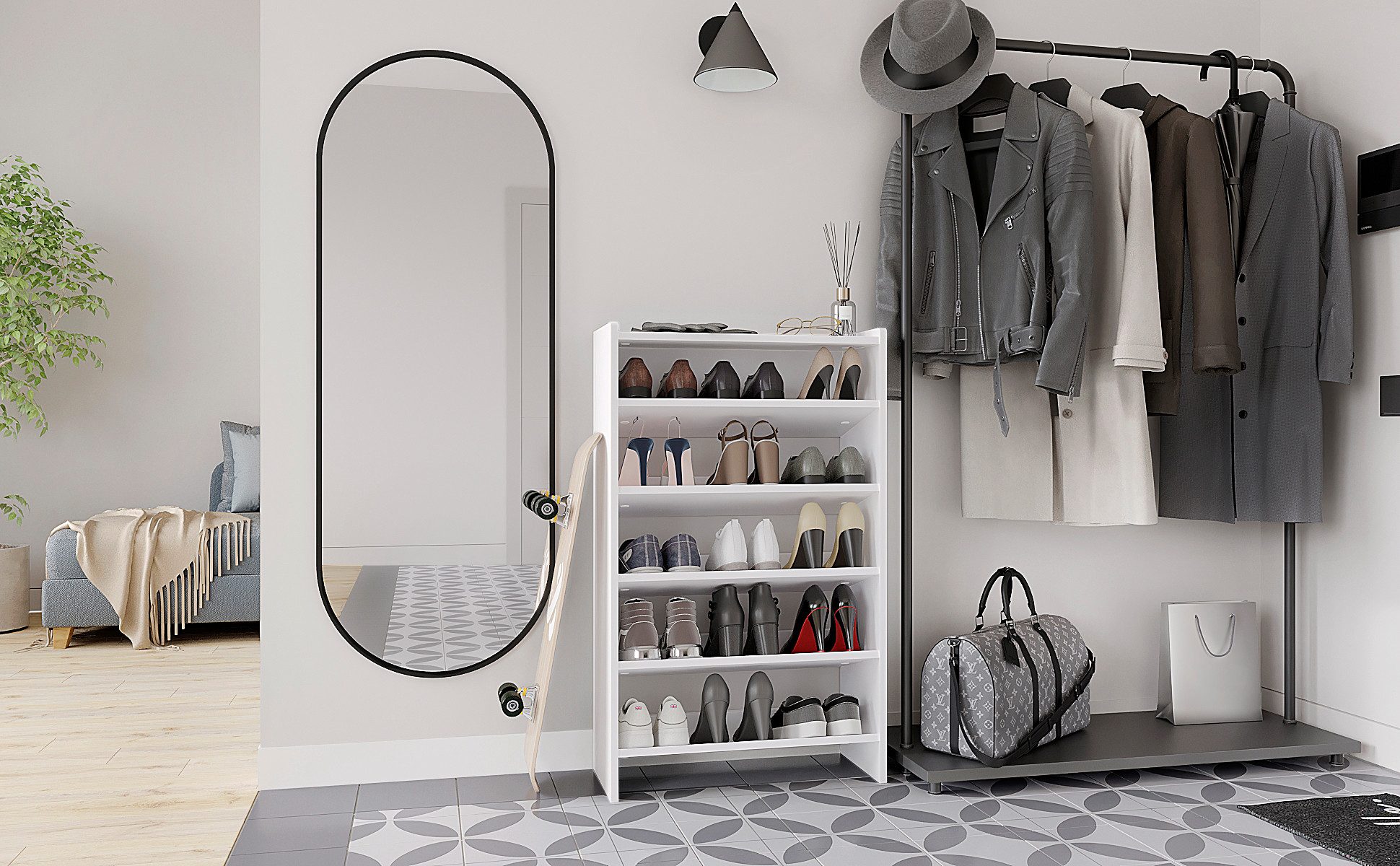 KOMTO Schuhregal Elexis 5 Schmal - Schuhablage Flur mit 5 Ebenen Offener Sc günstig online kaufen