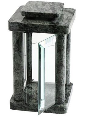 KOKA Dekoobjekt Grab-Lampe Granit Oliven Grün Friedhofs-Laterne, (1 St), Grab-Licht, eckig, modern, hochwertig, mit Glastür, witterungsbeständig und robust