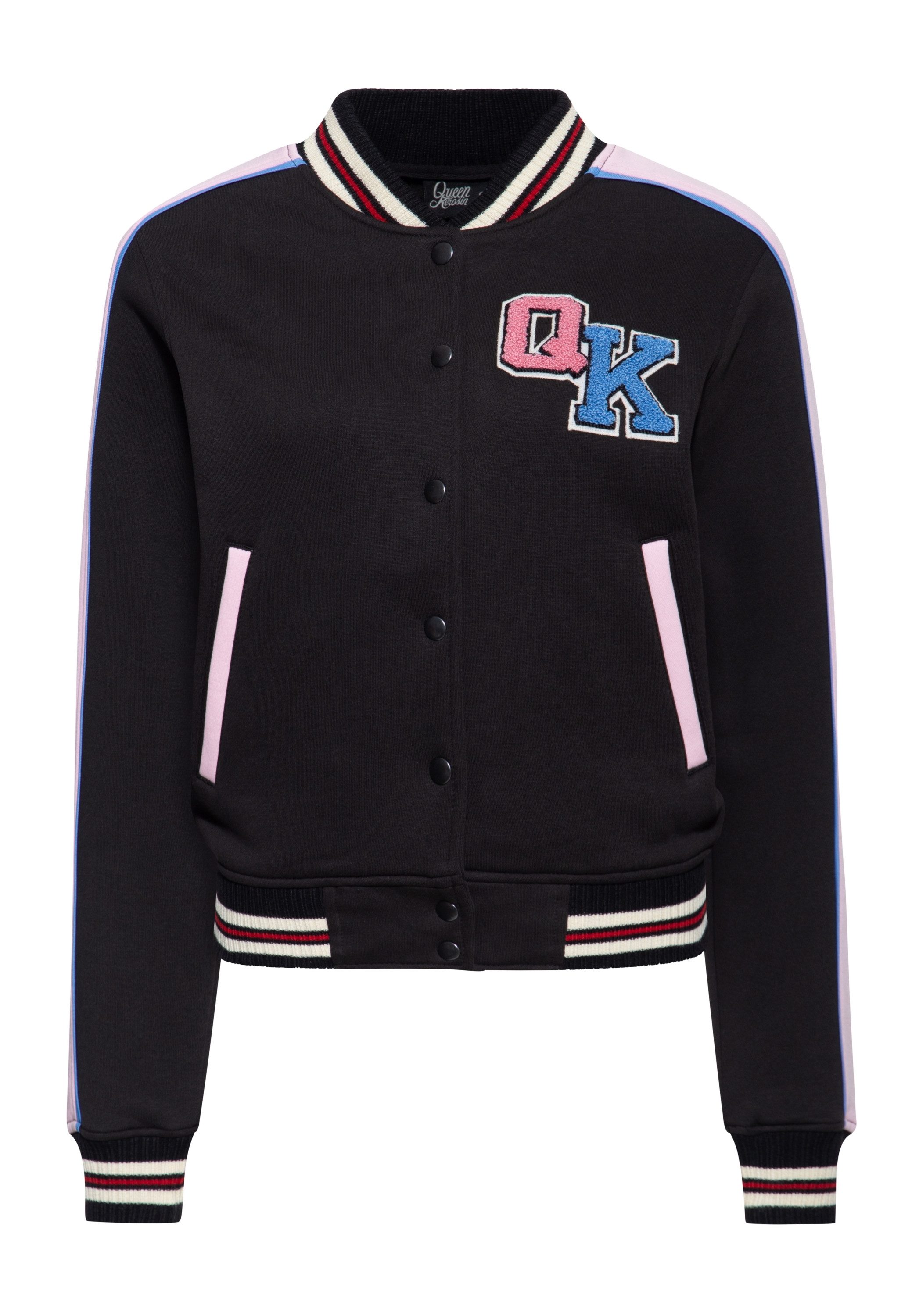 QueenKerosin Collegejacke Fuck The Fucking Rules (1-St) mit Statement Stickerei auf dem Rücken