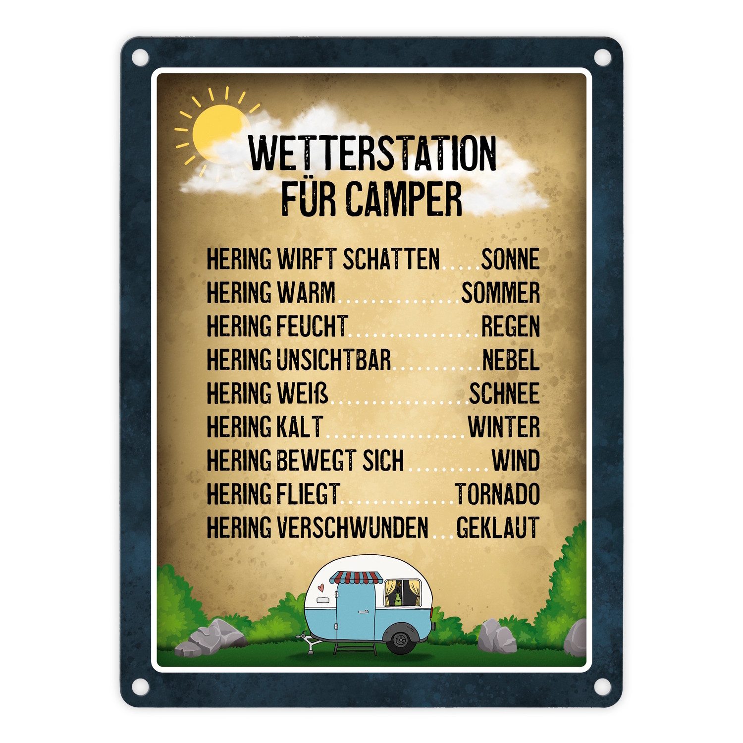 Metallschild Wetterstation für Camper Metallschild Campingplatz Wohnmobil Wetter